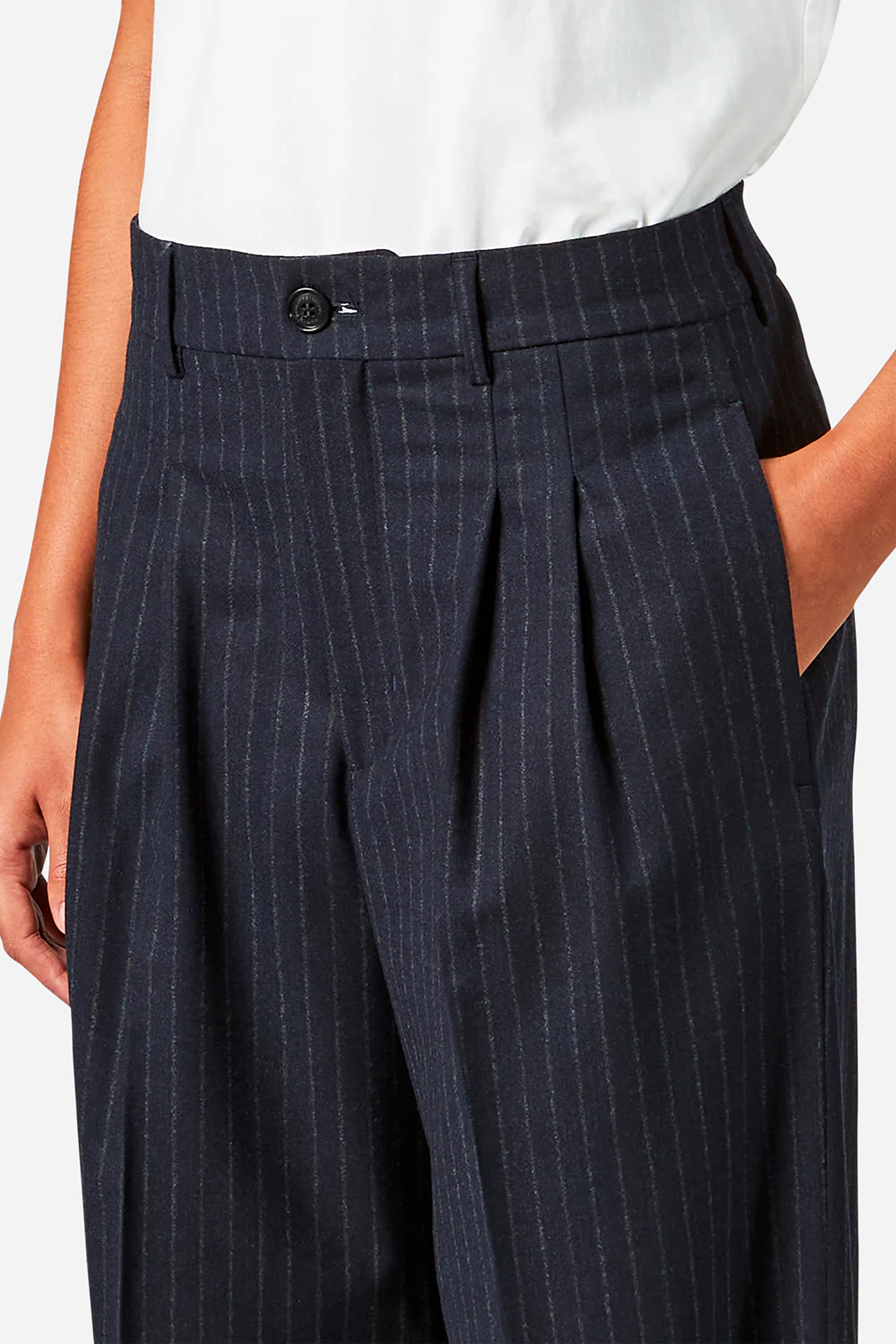 PHILIPPE MODEL Pinstripe Virgin Wool Flannel Palazzo Pants