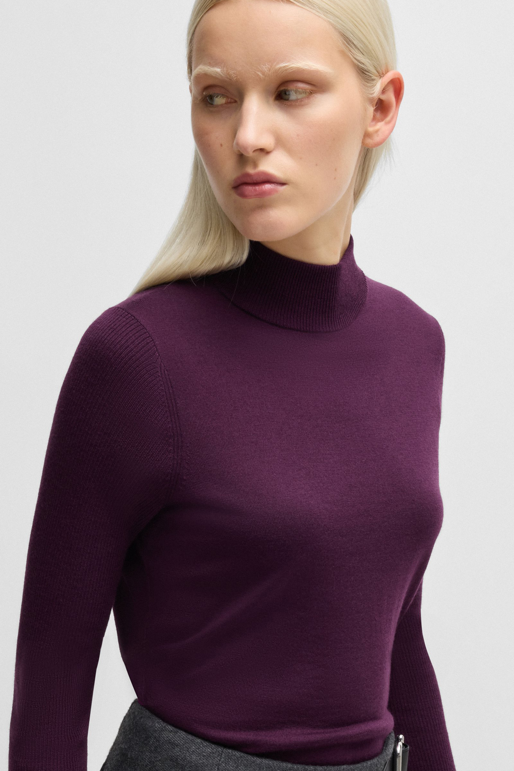 HUGO Virgin Wool Mock Neck Sweater Sedennian