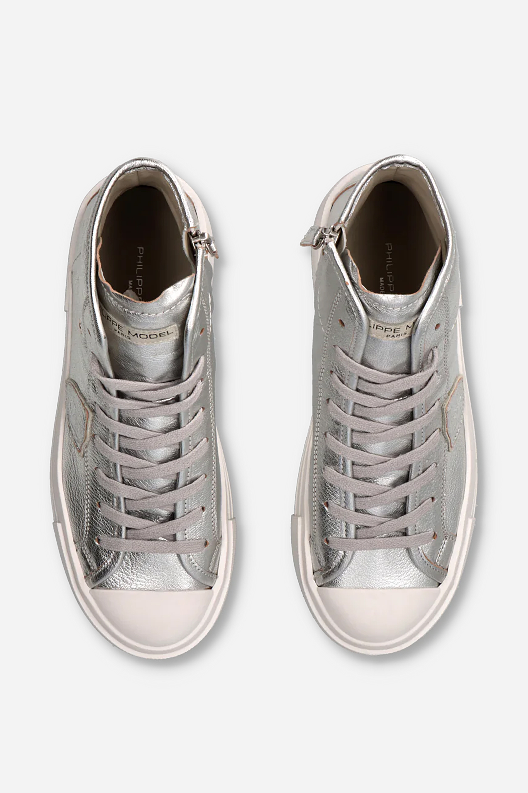 PHILIPPE MODEL Laminated Leather Sneakers Paris Haute Mid