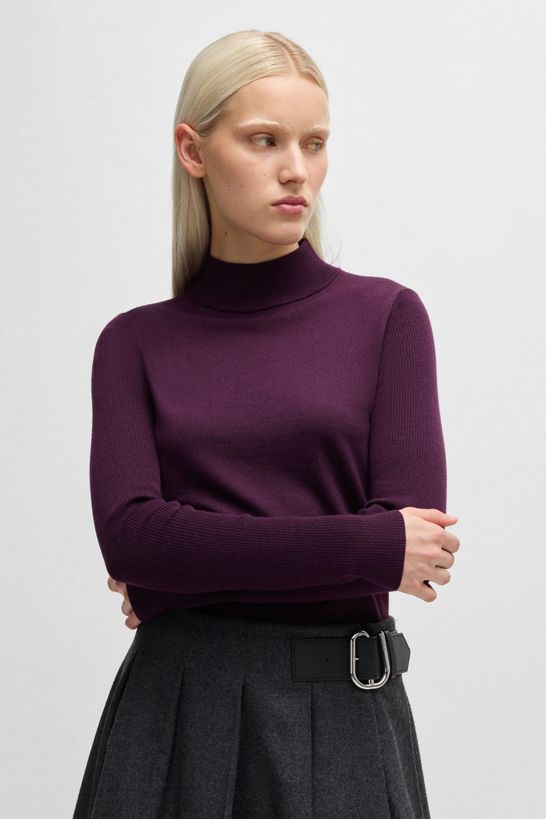 HUGO Virgin Wool Mock Neck Sweater Sedennian