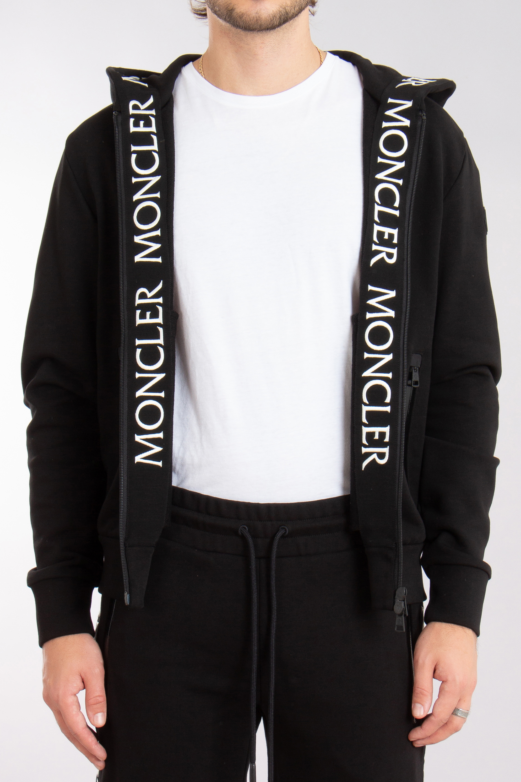 MONCLER Logo Cotton Fleece Zip Hoodie