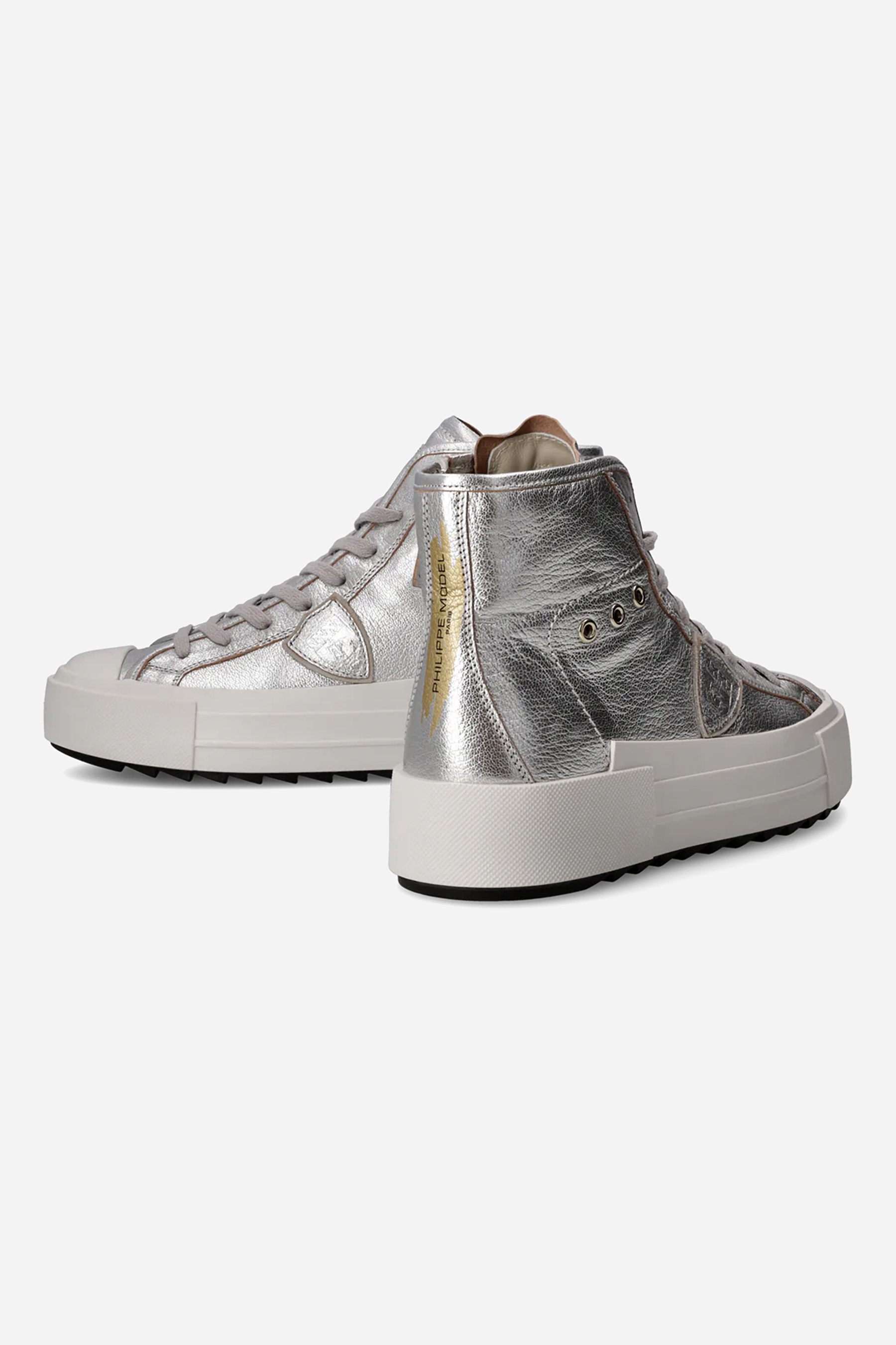 PHILIPPE MODEL Laminated Leather Sneakers Paris Haute Mid