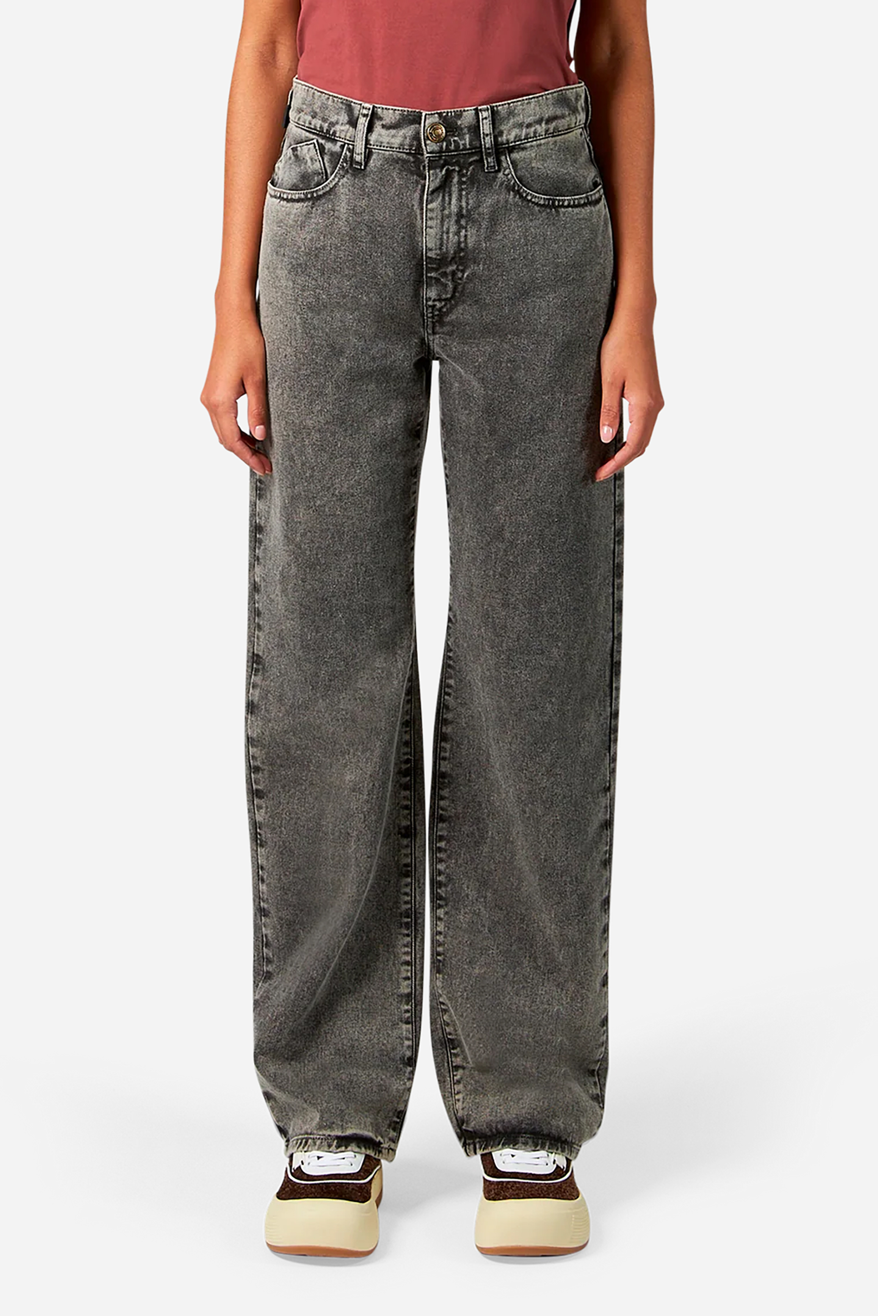 PHILIPPE MODEL Straight Marble Wash Cotton Denim Jeans