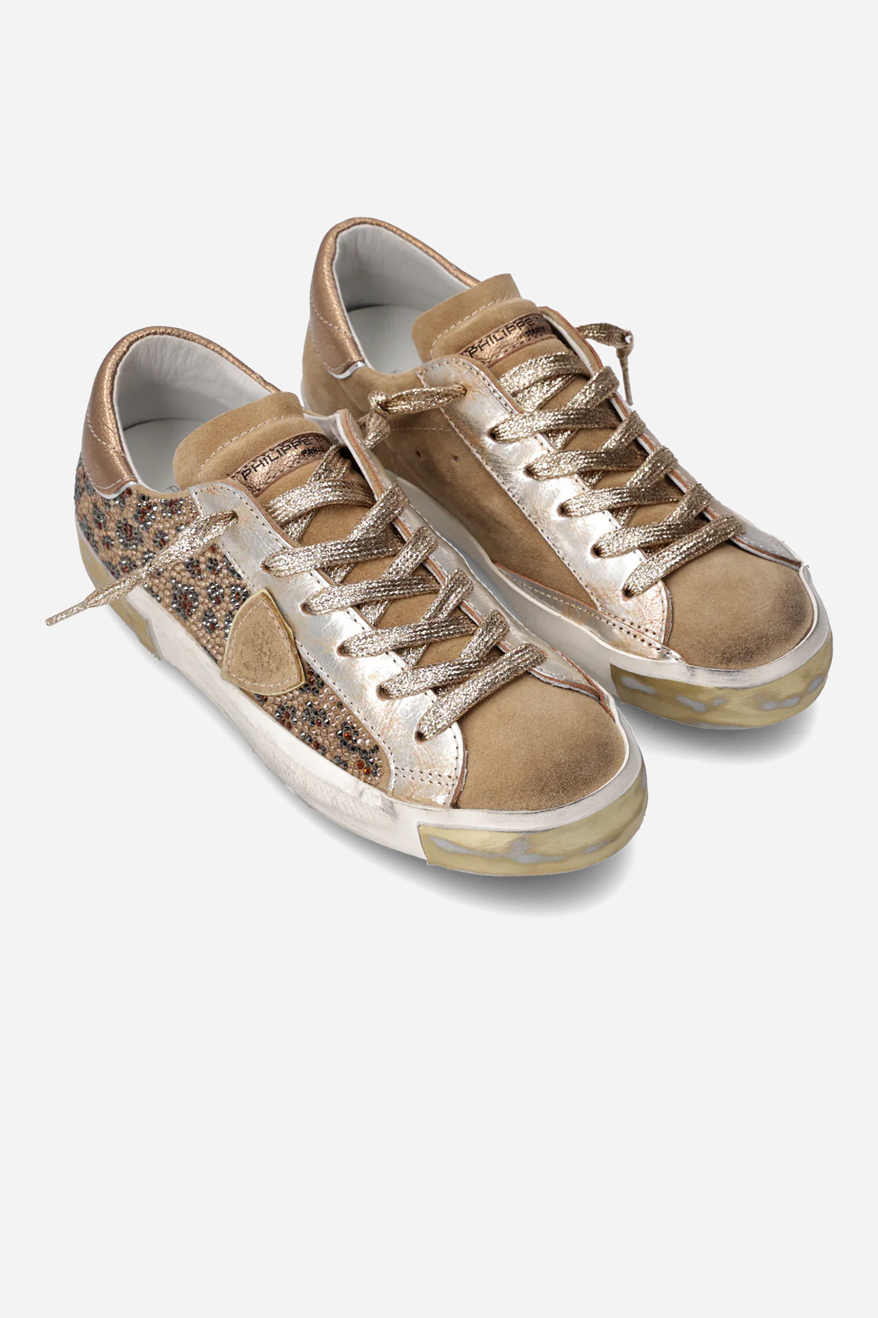 PHILIPPE MODEL Patterned Suede & Microcrystal Sneakers Prsx Low