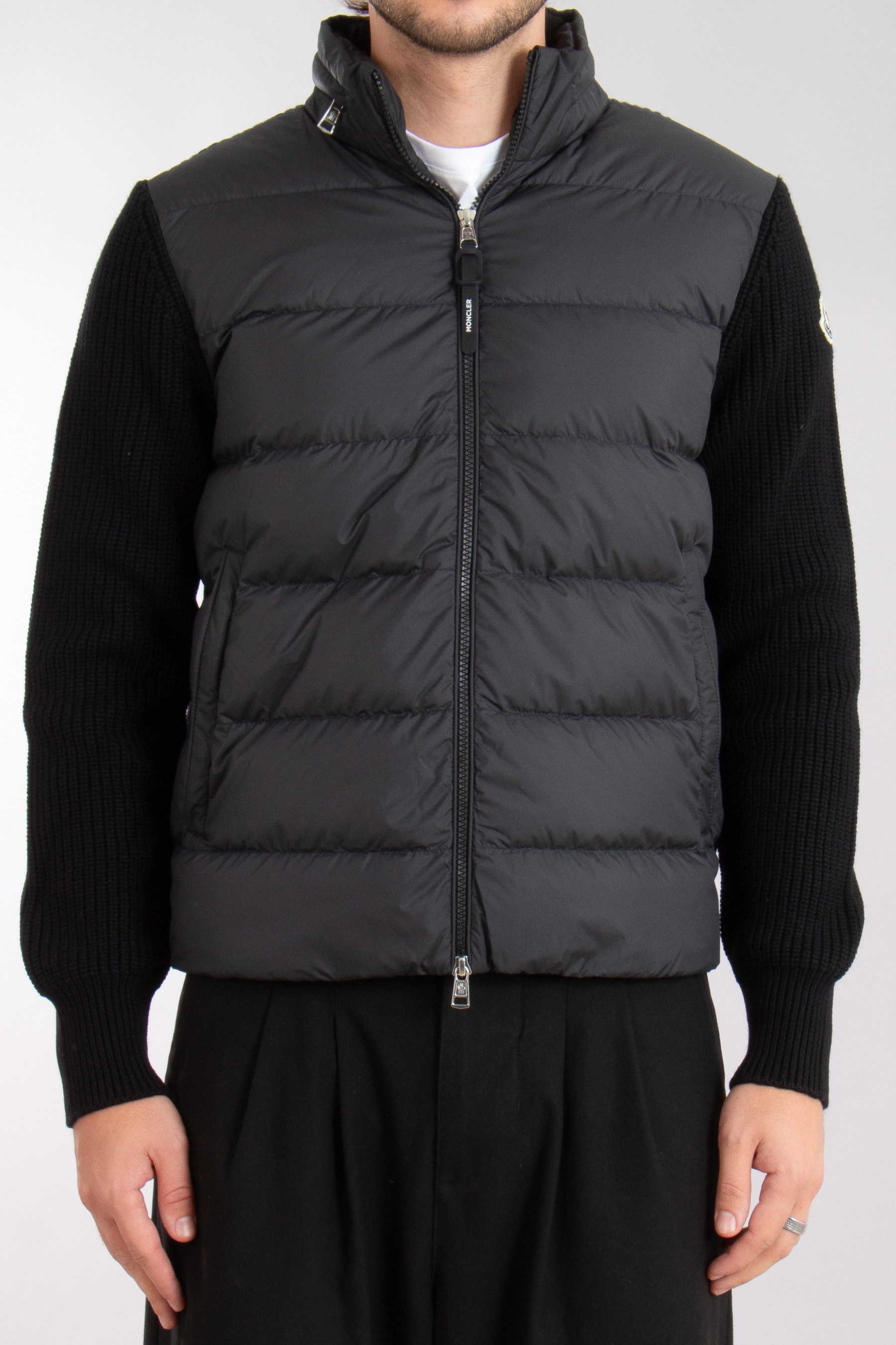 MONCLER Down Padded Virgin Wool Cardigan