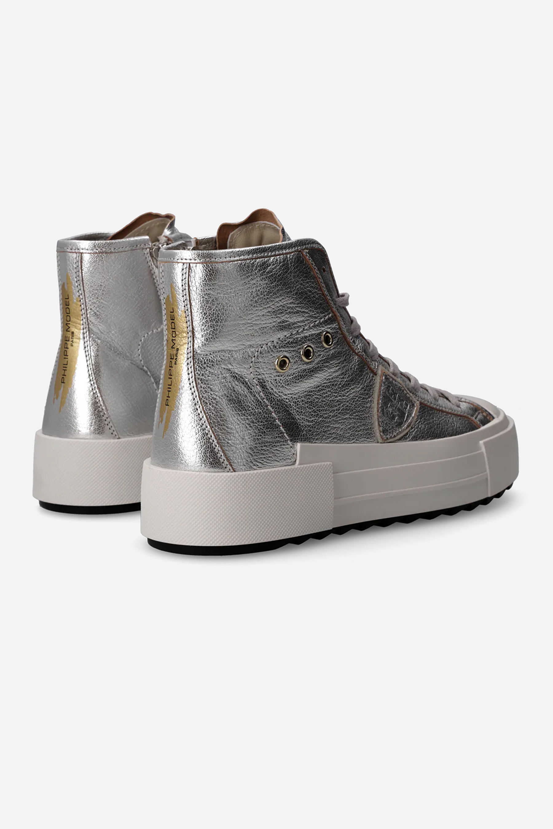 PHILIPPE MODEL Laminated Leather Sneakers Paris Haute Mid