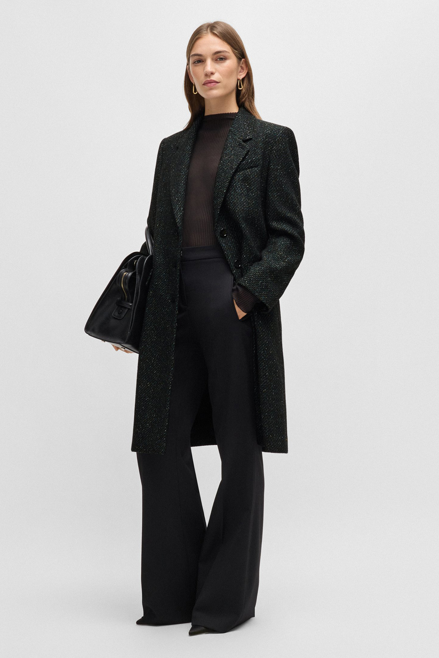 BOSS Structured Wool-Silk Blend Coat Catara