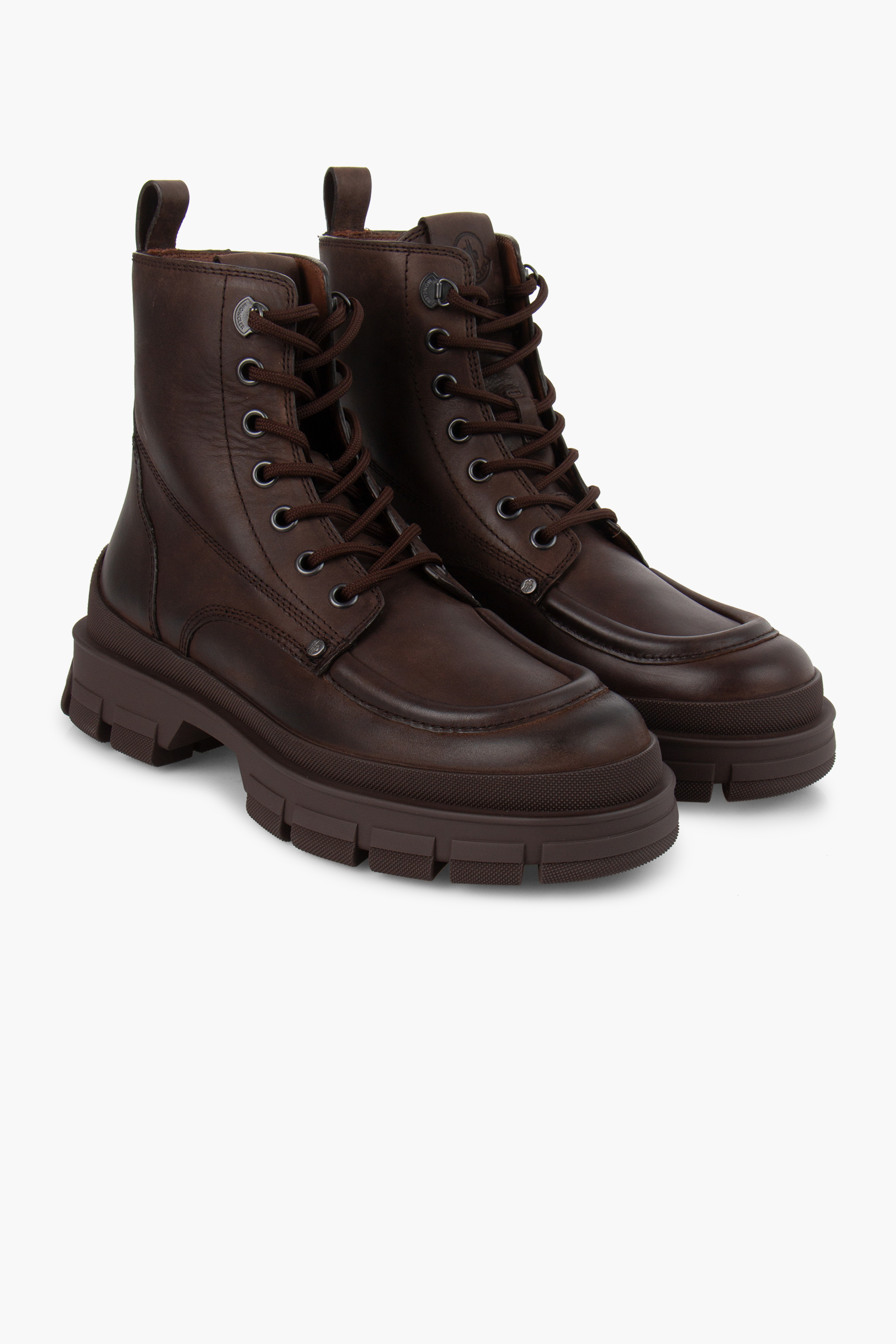 MONCLER Leather Lace-Up Ankle Boots Hevea City