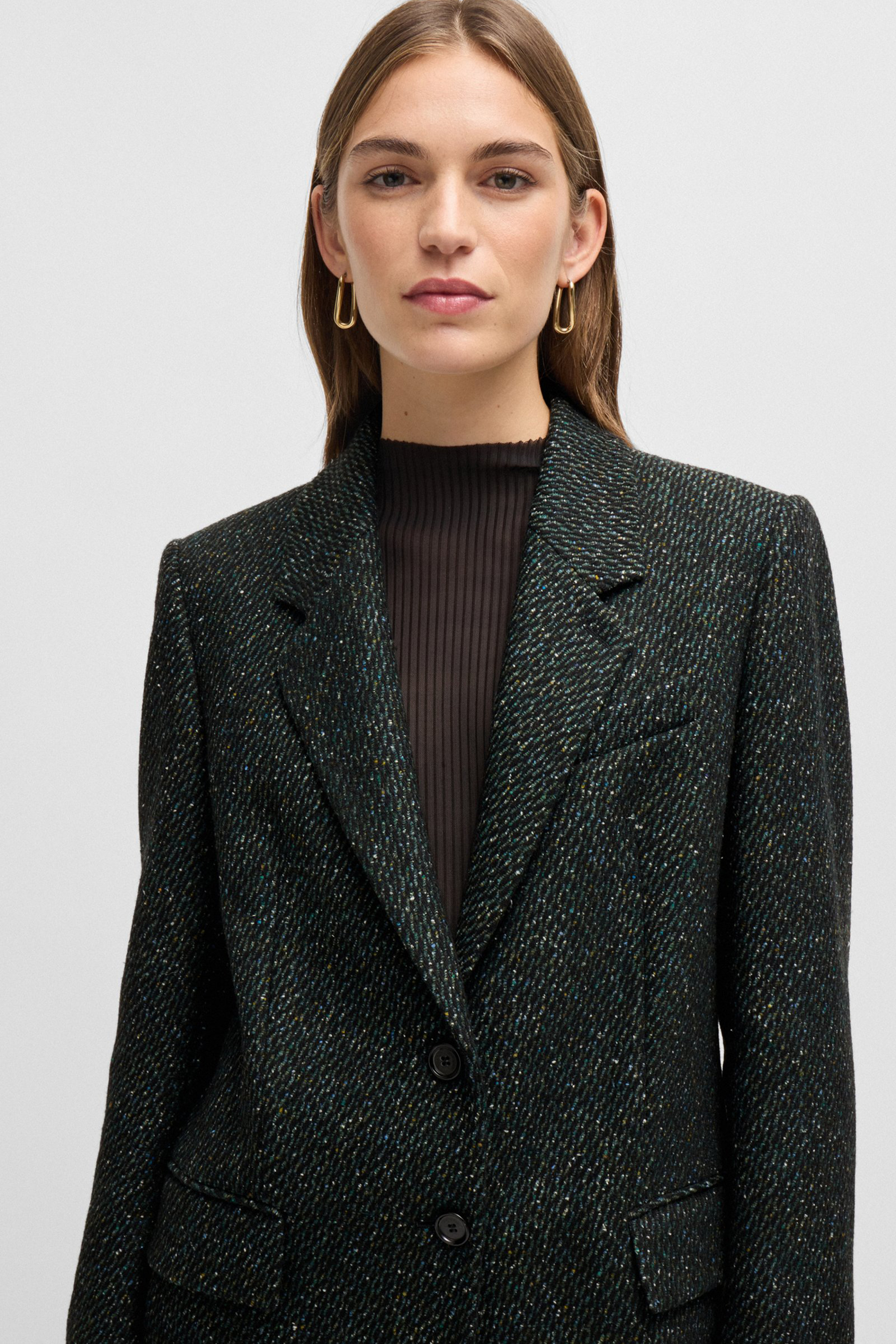 BOSS Structured Wool-Silk Blend Coat Catara