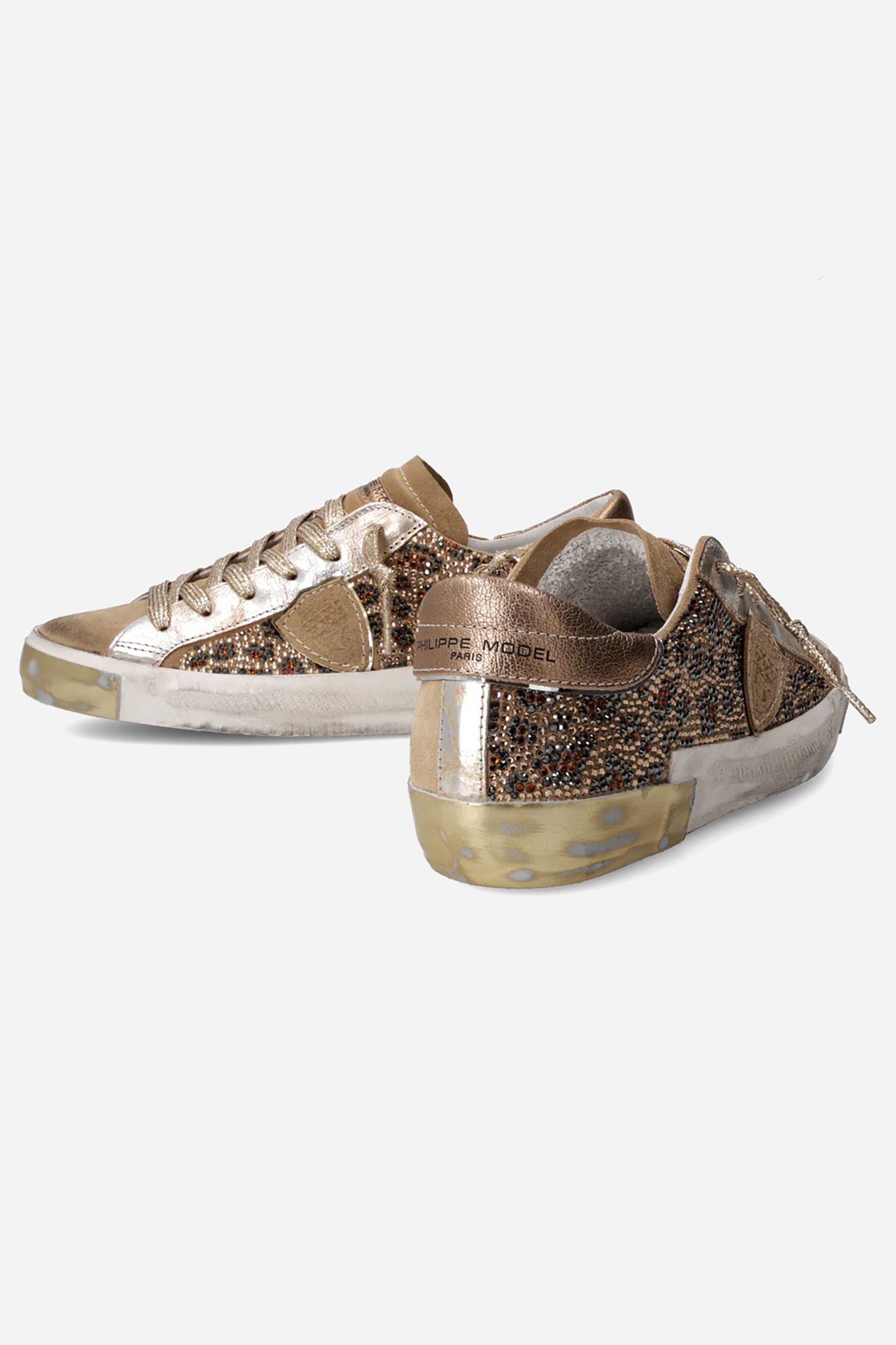 PHILIPPE MODEL Patterned Suede & Microcrystal Sneakers Prsx Low