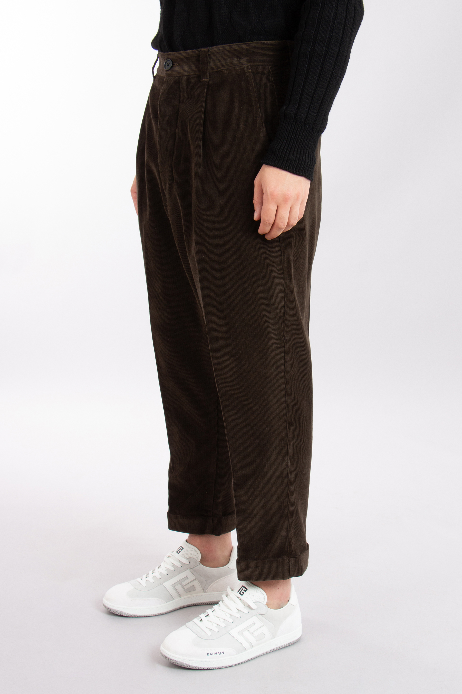 AMI PARIS Oversized Carrot Fit Cotton Corduroy Pants