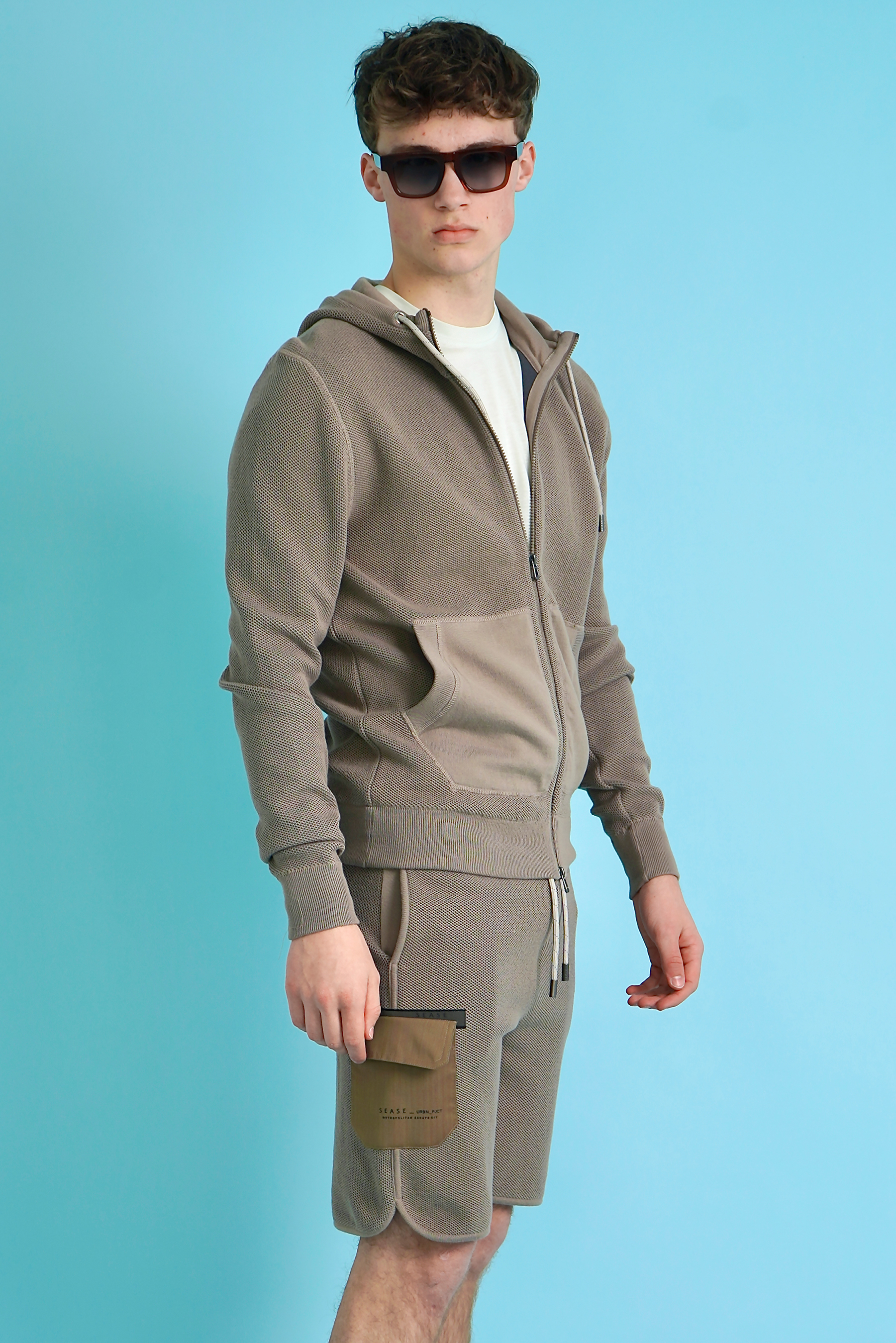 SEASE 3D Knitted Cotton Blend Zip Hoodie