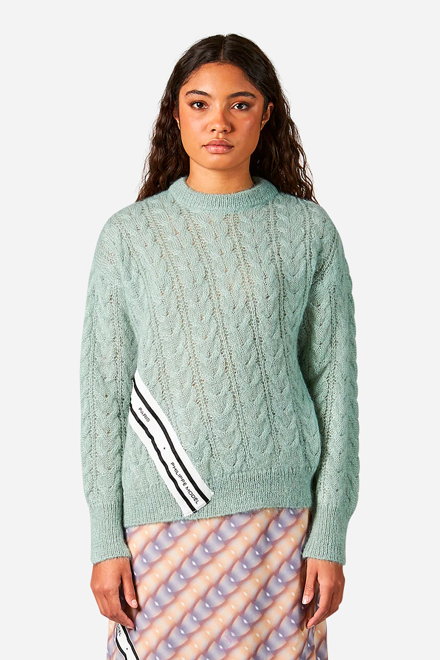 PHILIPPE MODEL Mohair Blend Cable Knit Sweater