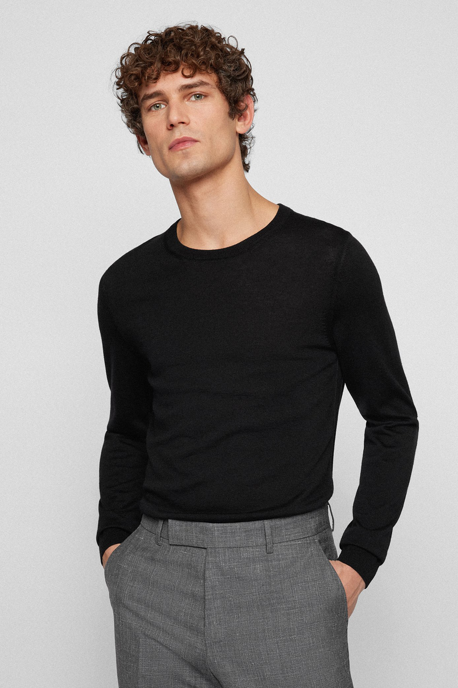 BOSS Slim Fit Virgin Wool Sweater Leno