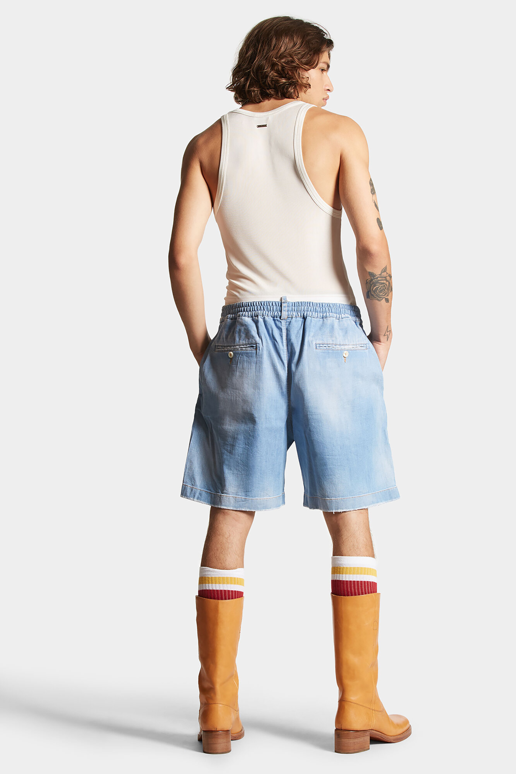 DSQUARED2 Light Wash Denim Stretch Boxer Shorts