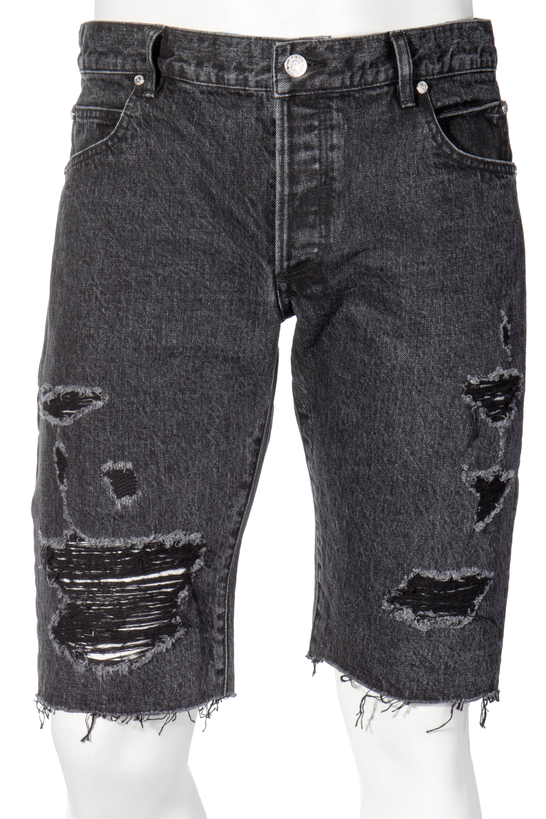 Black jean shorts mens ripped online