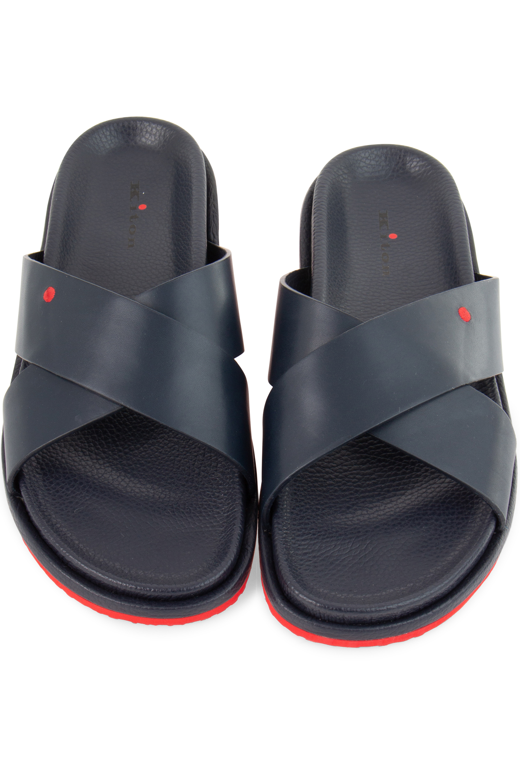 KITON Crossover Strap Leather Slides