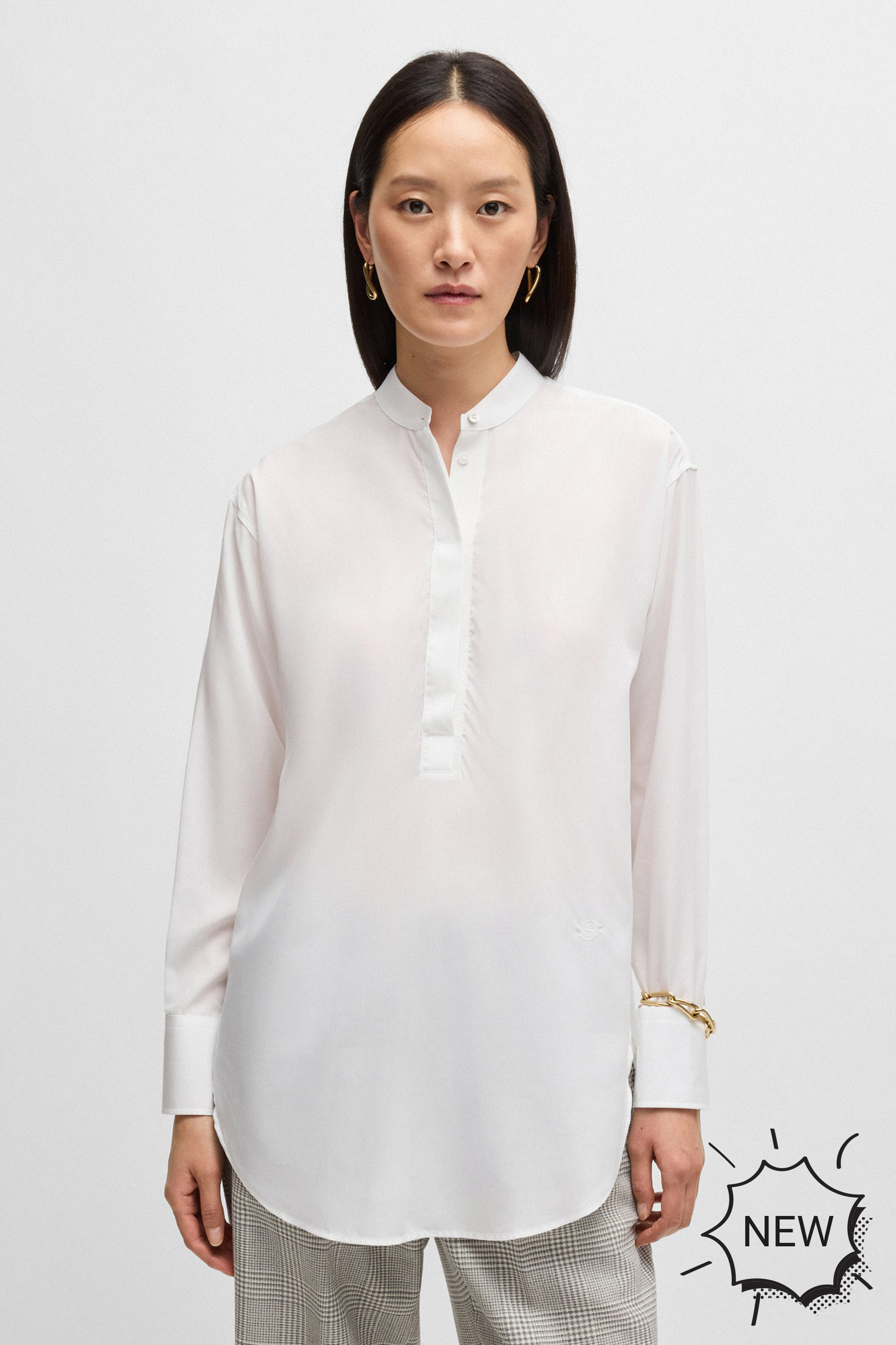 BOSS Relaxed Fit Lyocell Poplin Blouse Brooke Wednesday