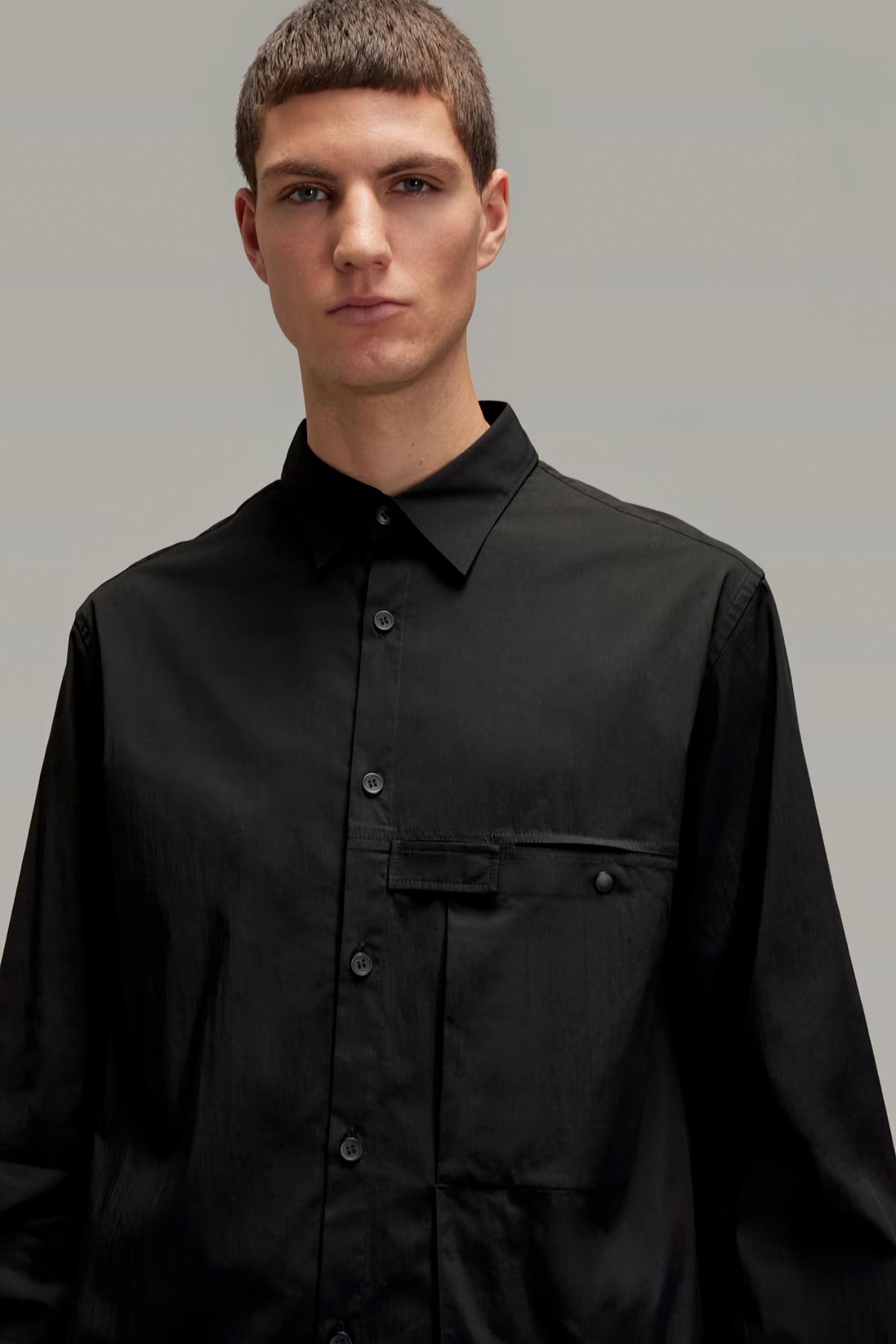 Y-3 Pleated Cotton-Nylon Stretch Shirt