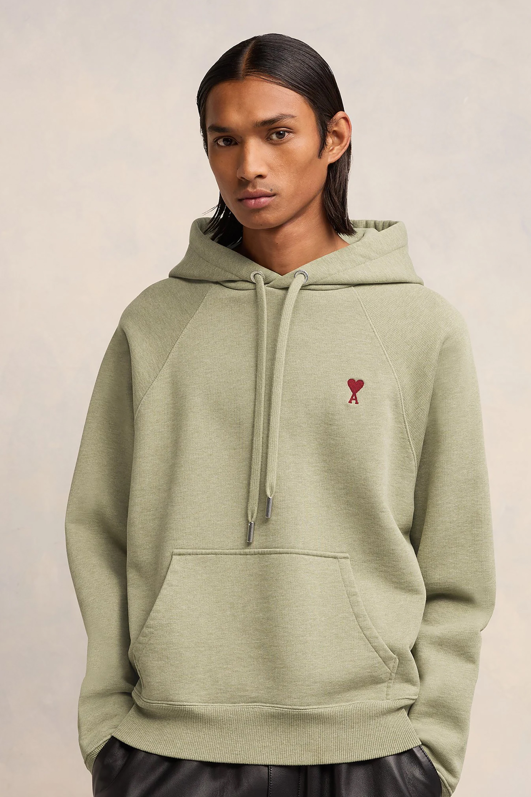 AMI PARIS Embroidered Organic Cotton Hoodie 