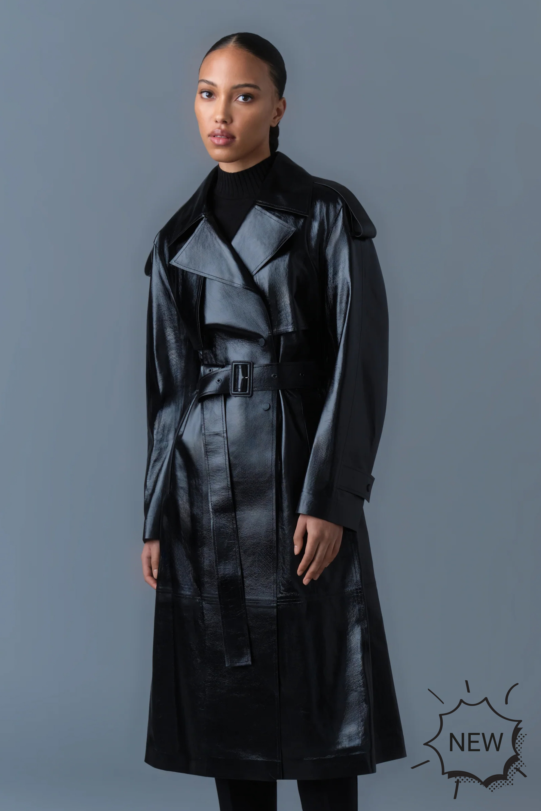 MACKAGE Lambskin Leather Trench Coat Carmela