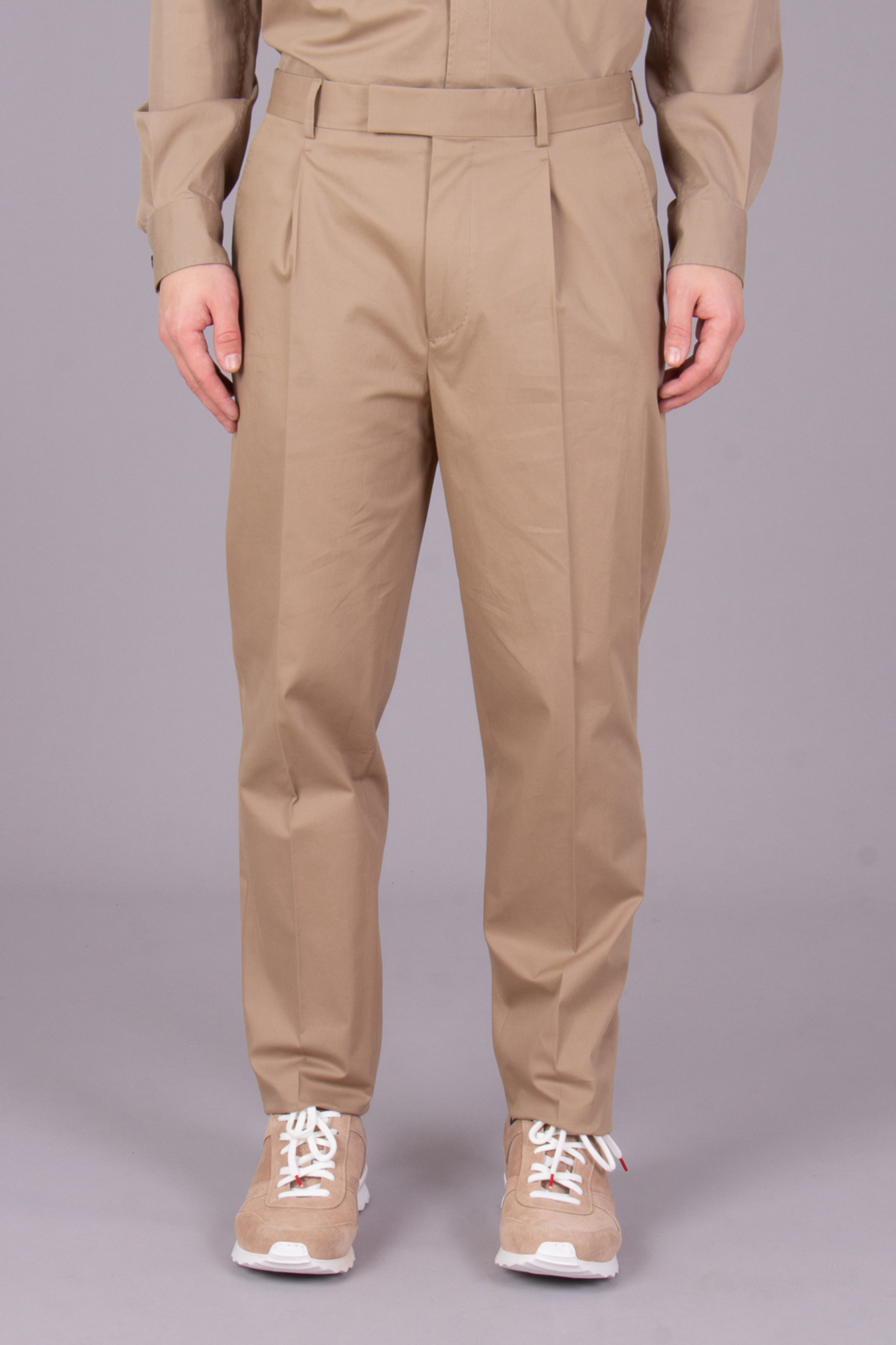 ZEGNA Pleated Fit Premium Cotton Stretch Pants