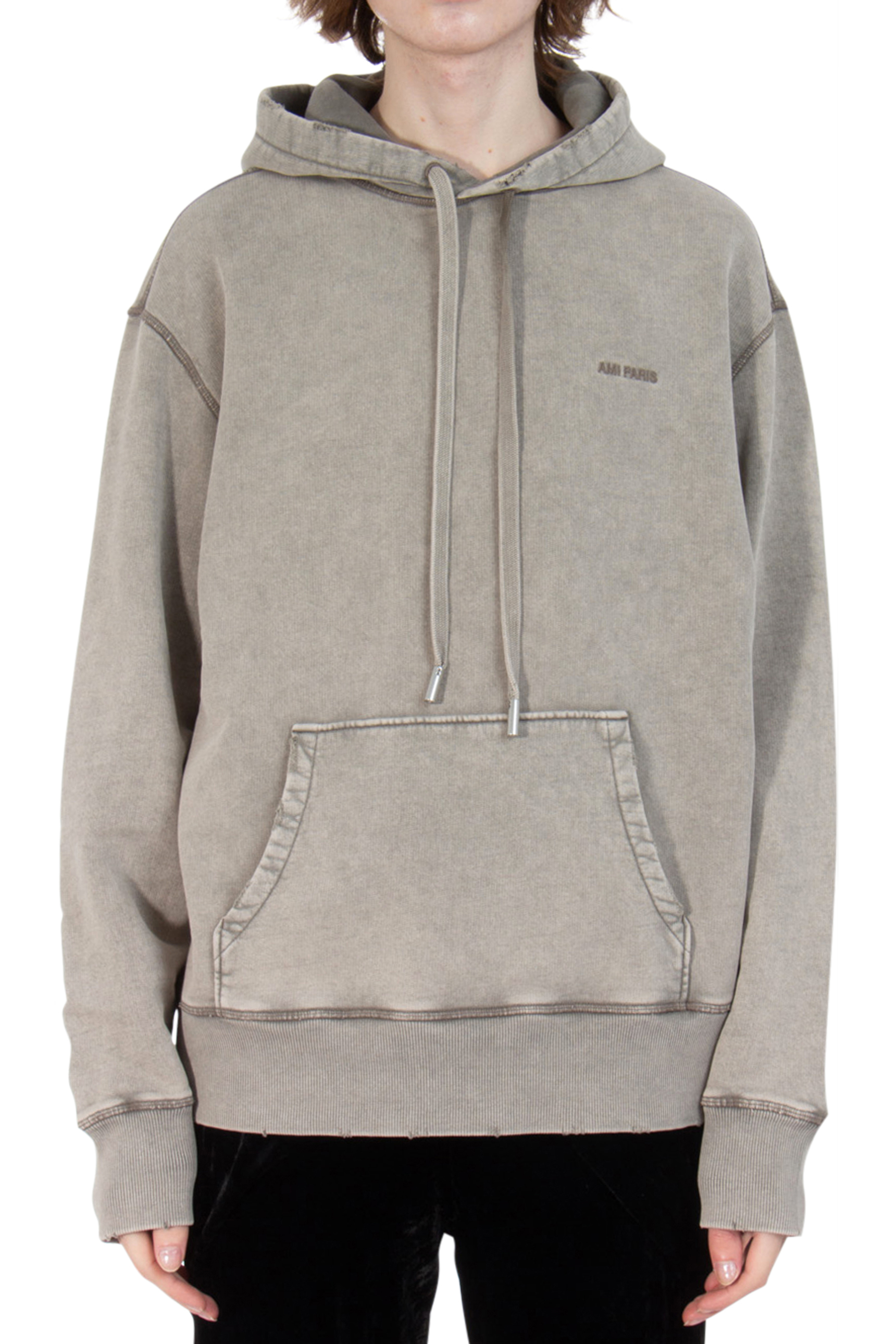 AMI PARIS Faded Out Cotton Fleece Hoodie