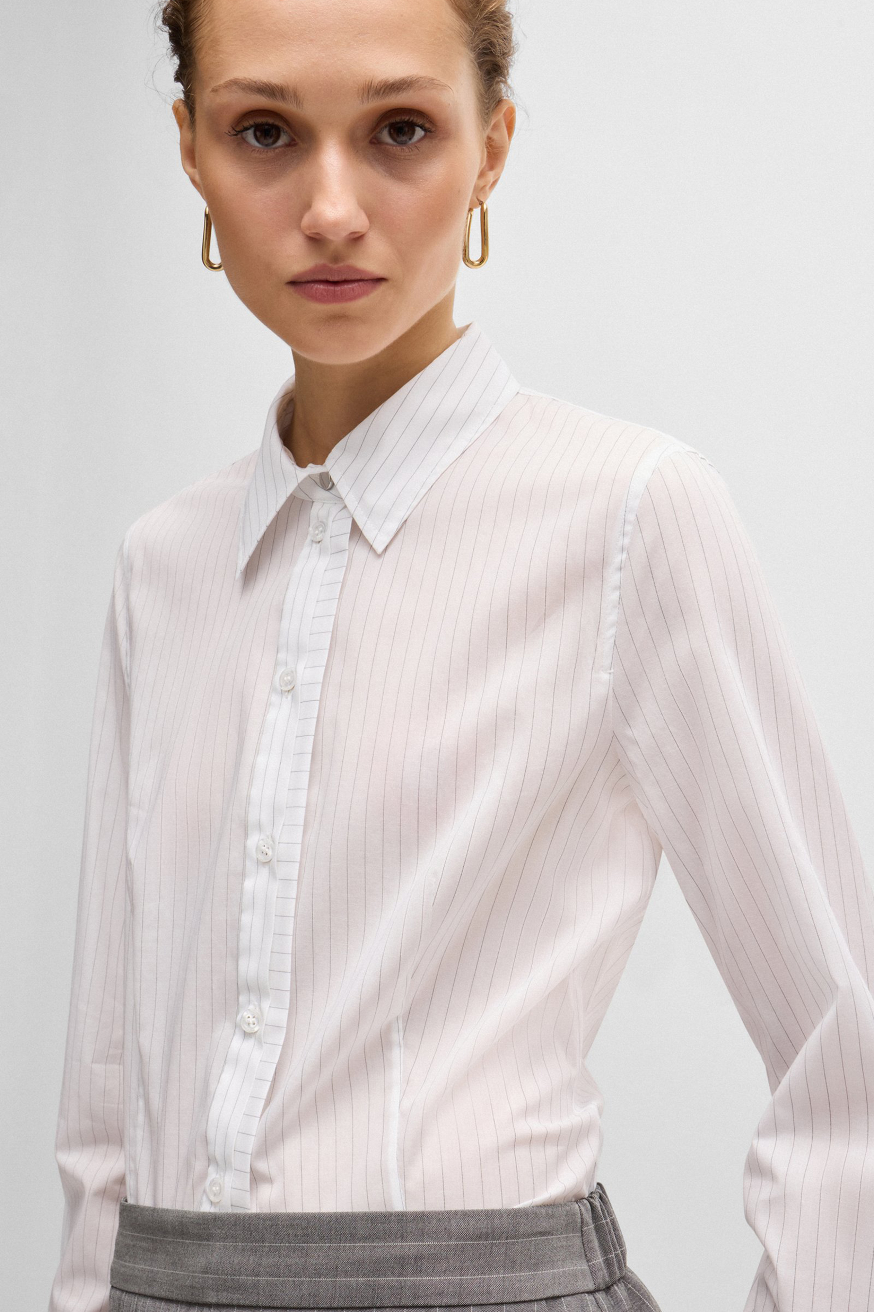 BOSS Pinstripe Cotton Blouse Beniza