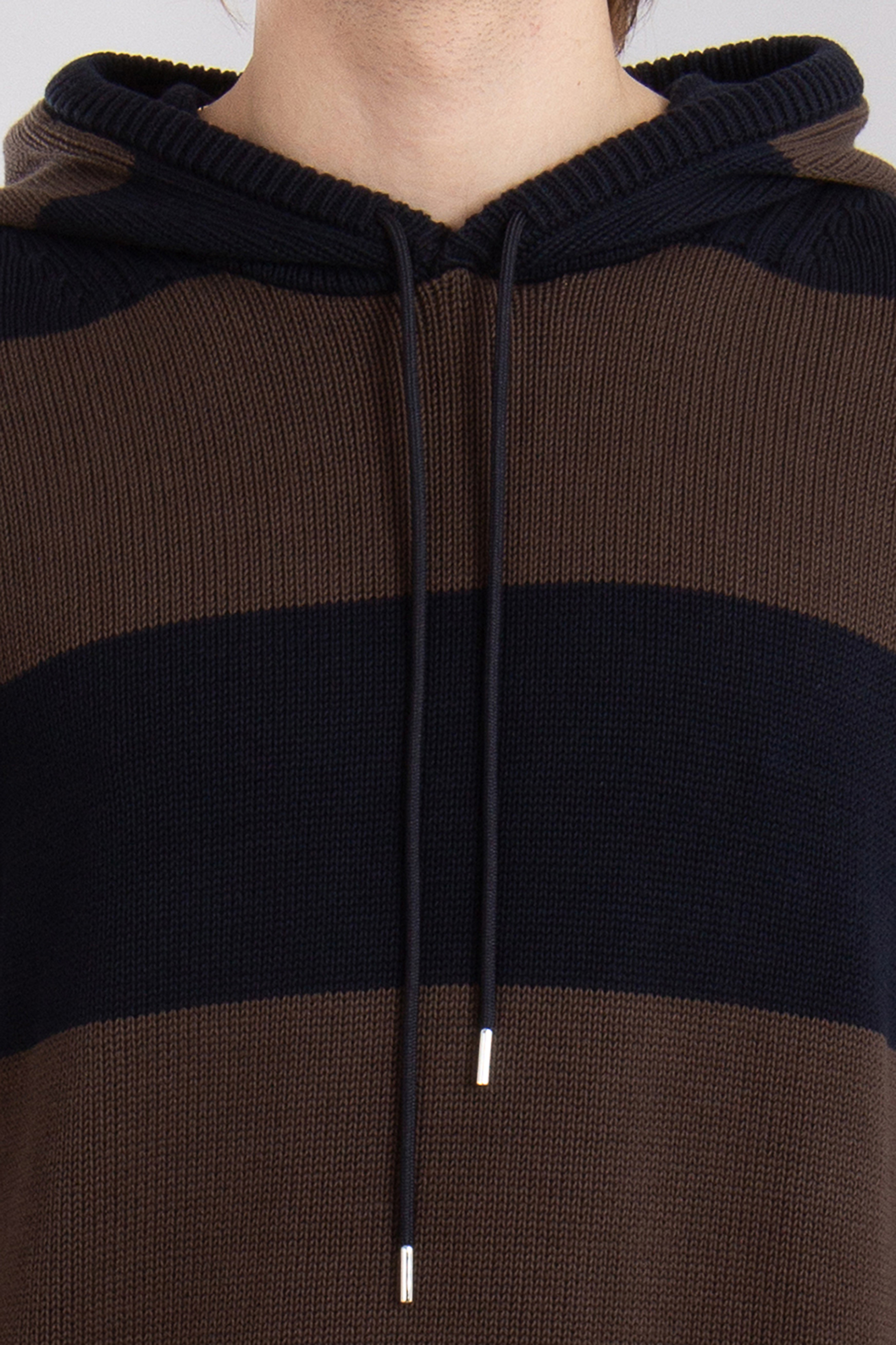 MONCLER Striped Cotton Knit Hoodie