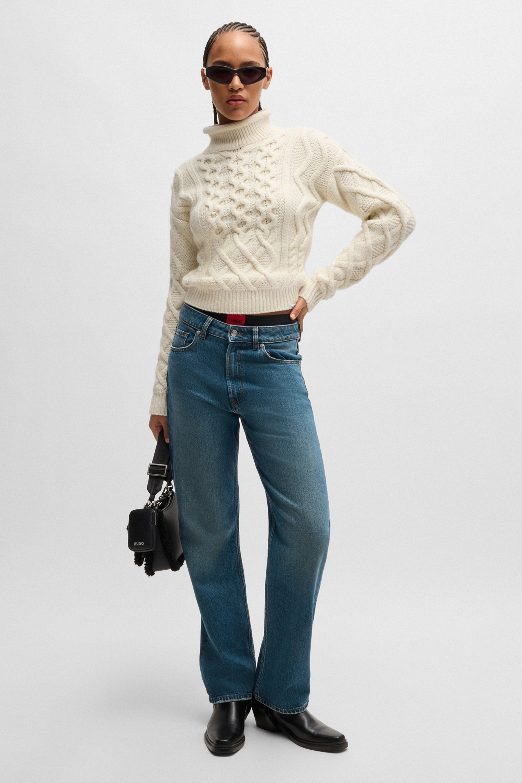 HUGO Cable Knit Alpaca-Wool Blend Sweater Savenia