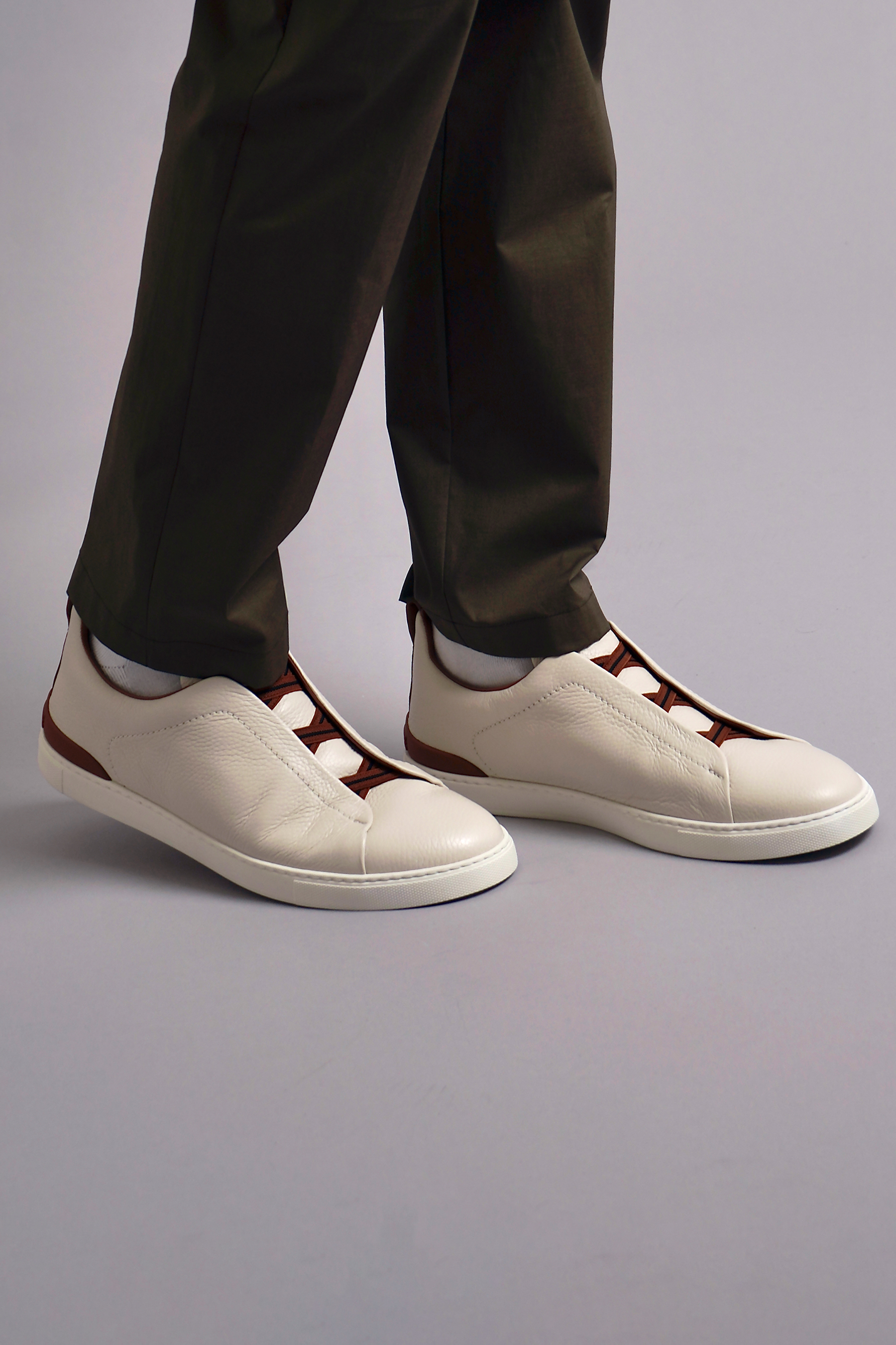 ZEGNA Leather Sneakers Triple Stitch