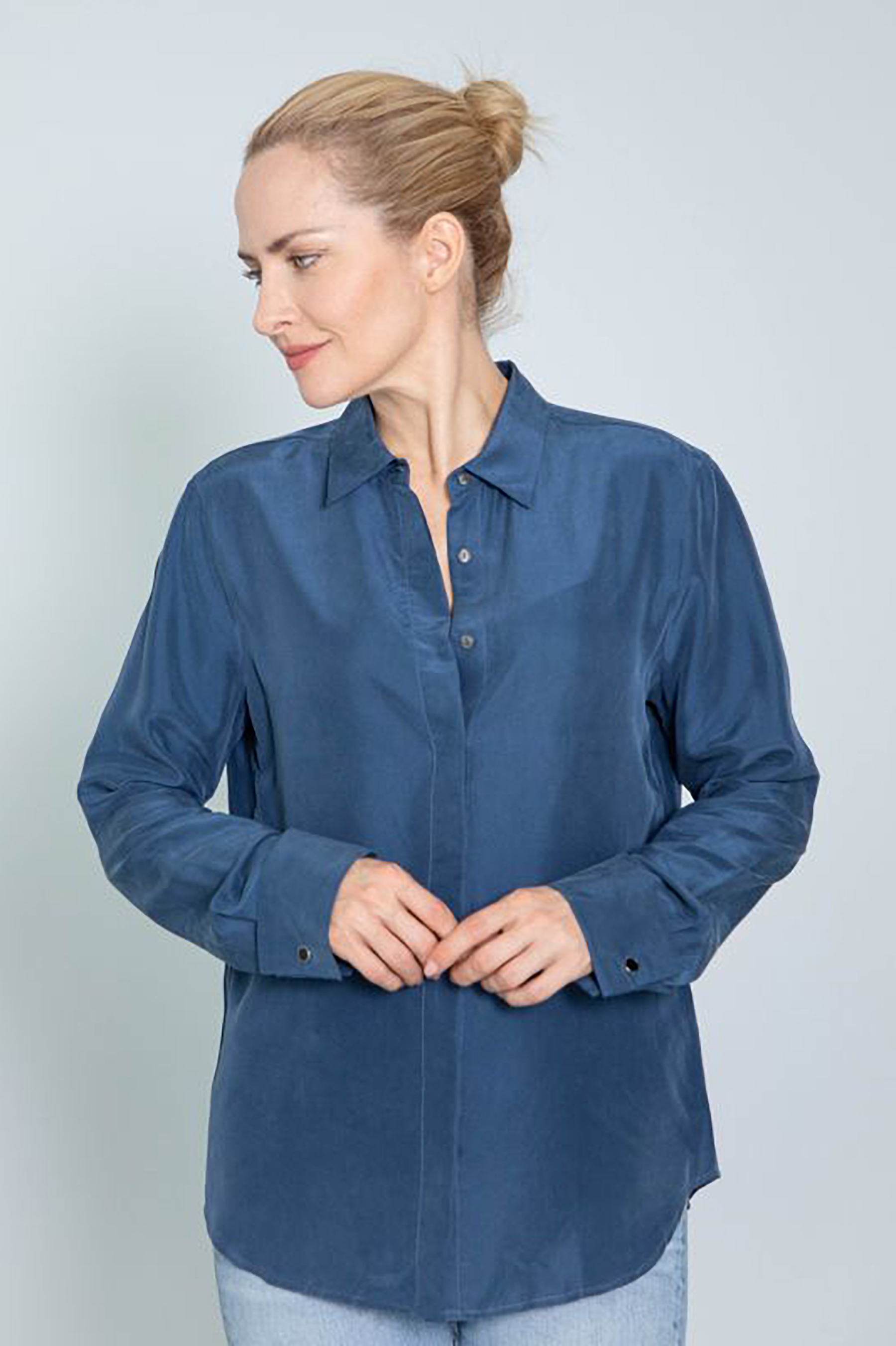 0039 ITALY Sandwashed Silk Blouse Odelle Cuff