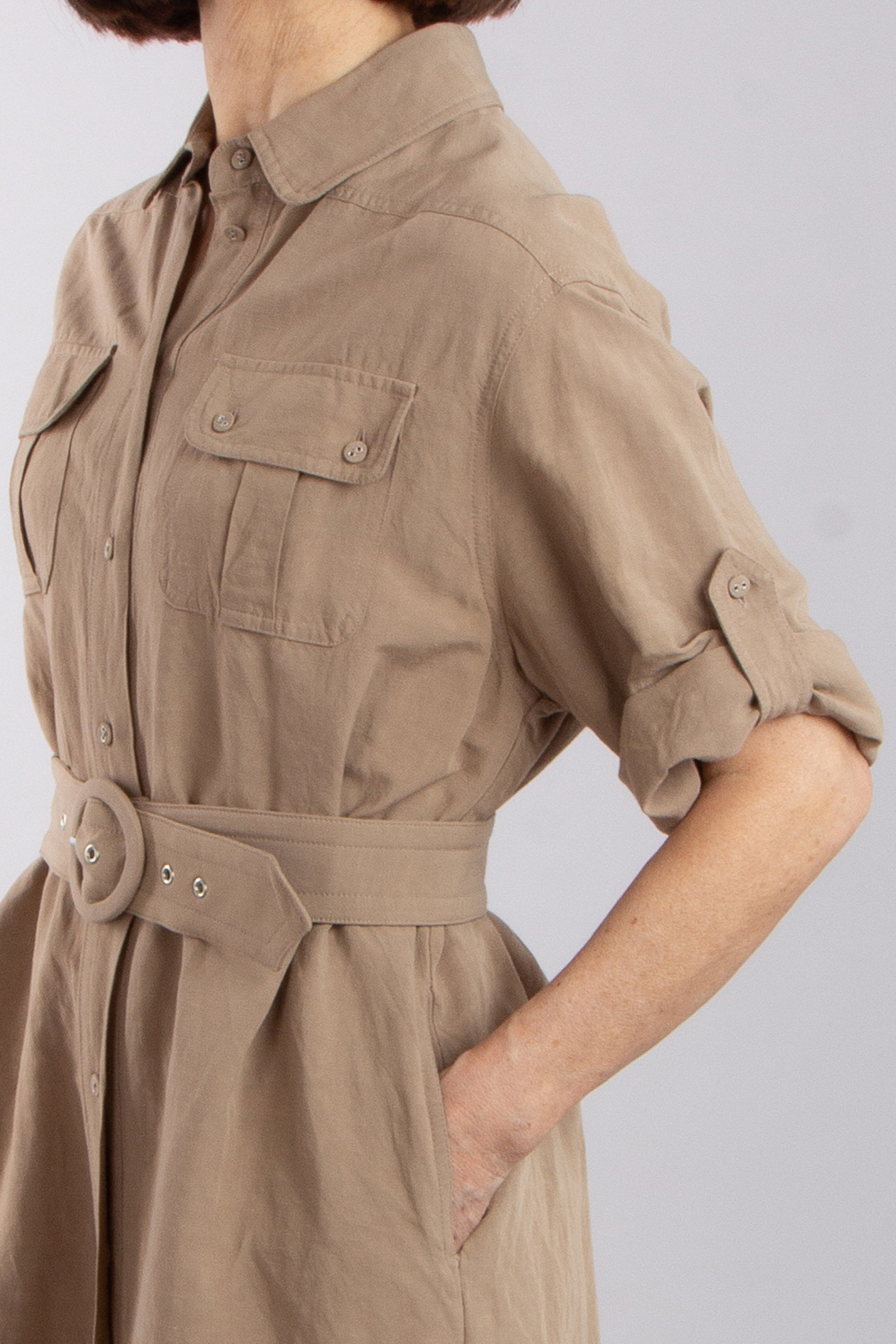 0039 ITALY Linen Blend Shirt Dress Cinzia