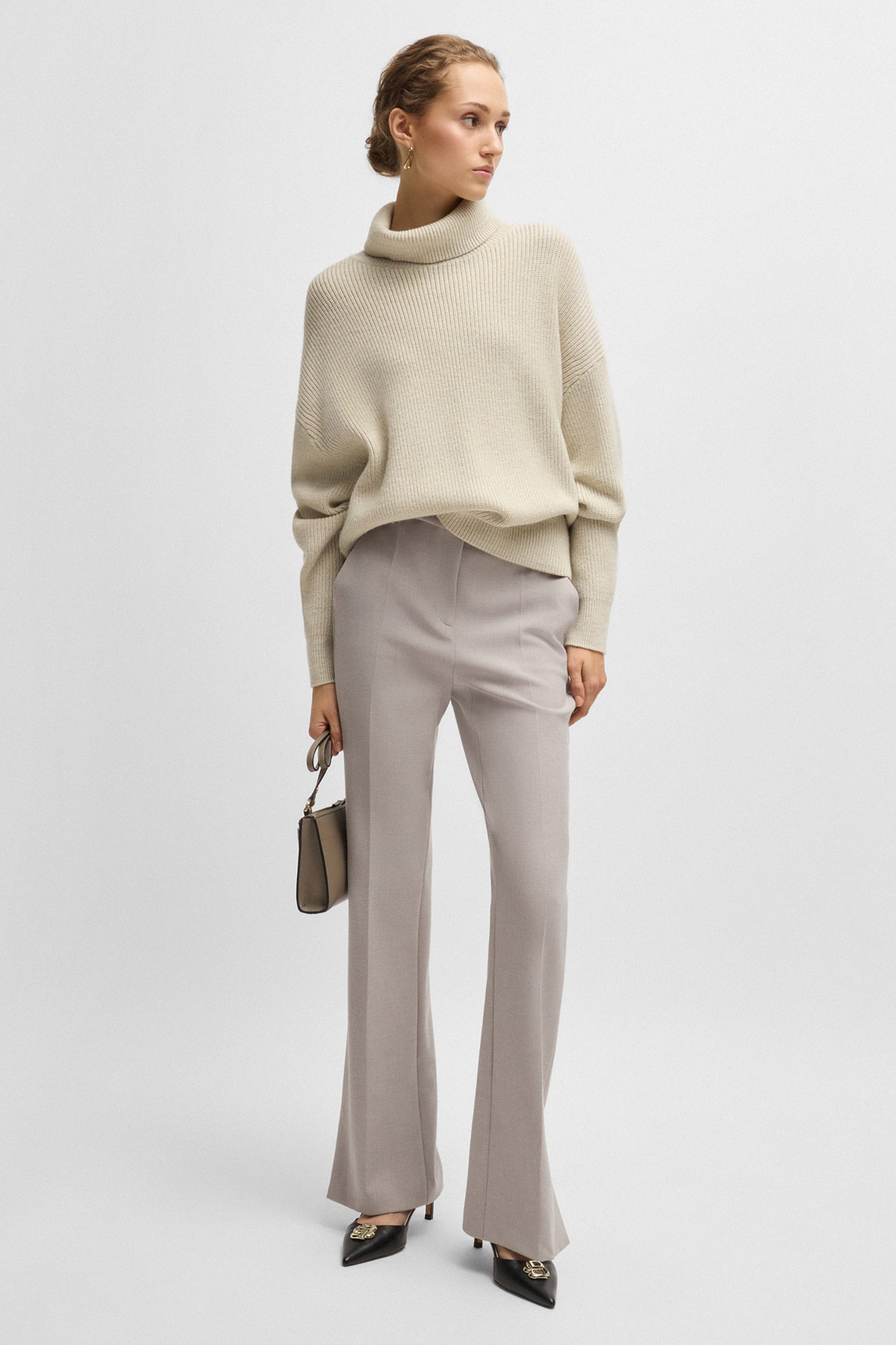 BOSS Ribbed Virgin Wool Turtleneck Sweater Fernadina