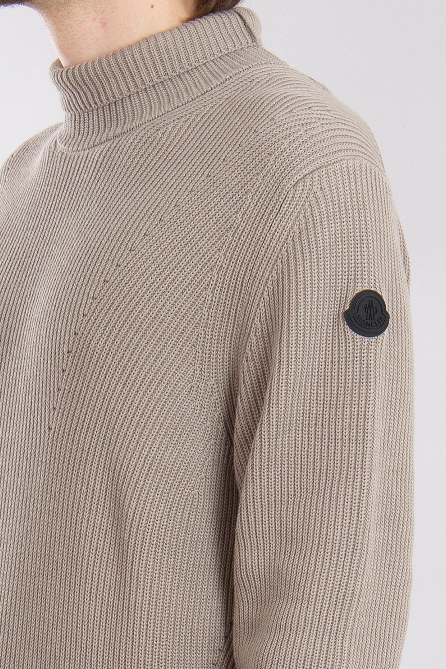 MONCLER Textured Cotton Turtleneck Sweater