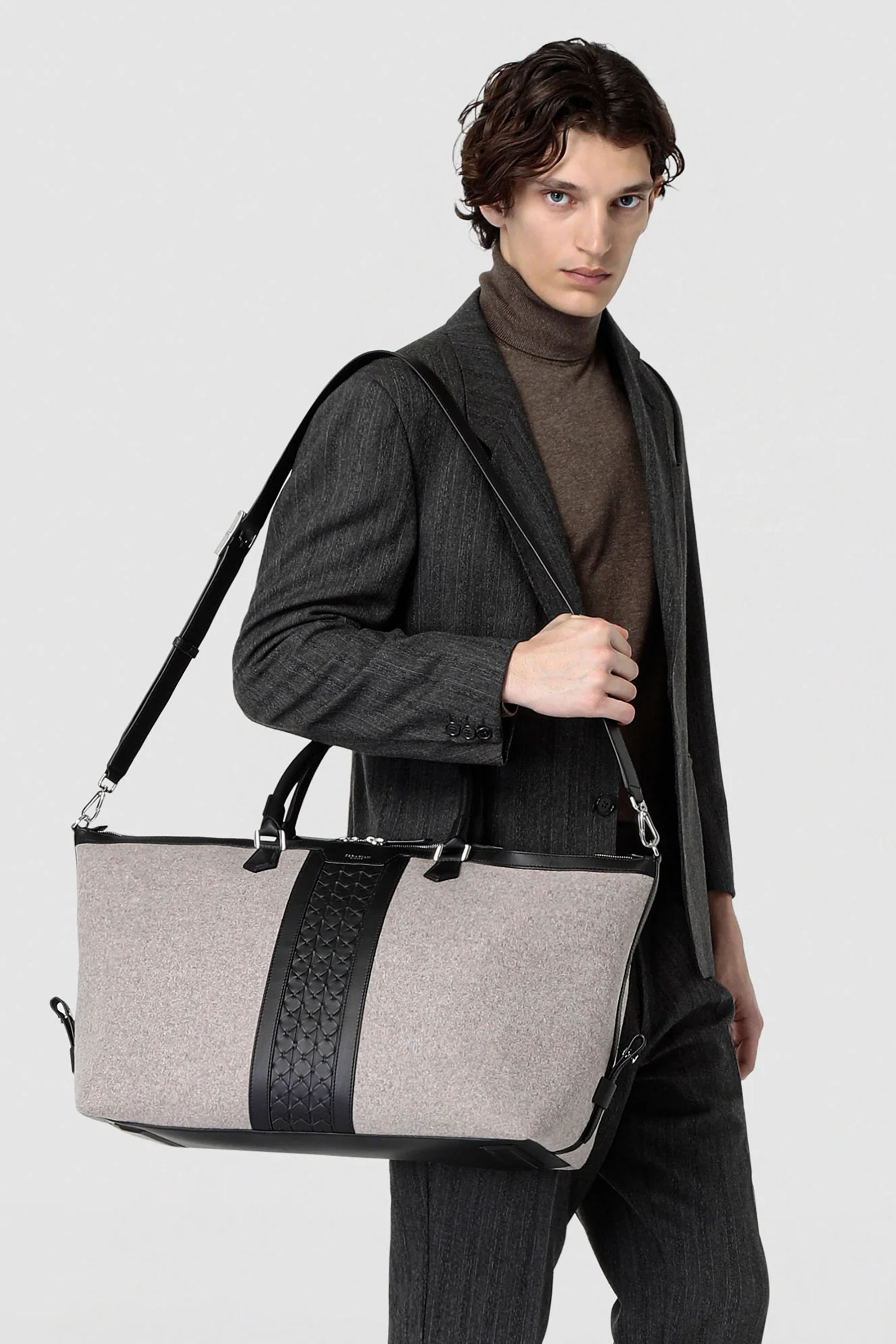 SERAPIAN Wool & Mosaico Leather Travel Bag