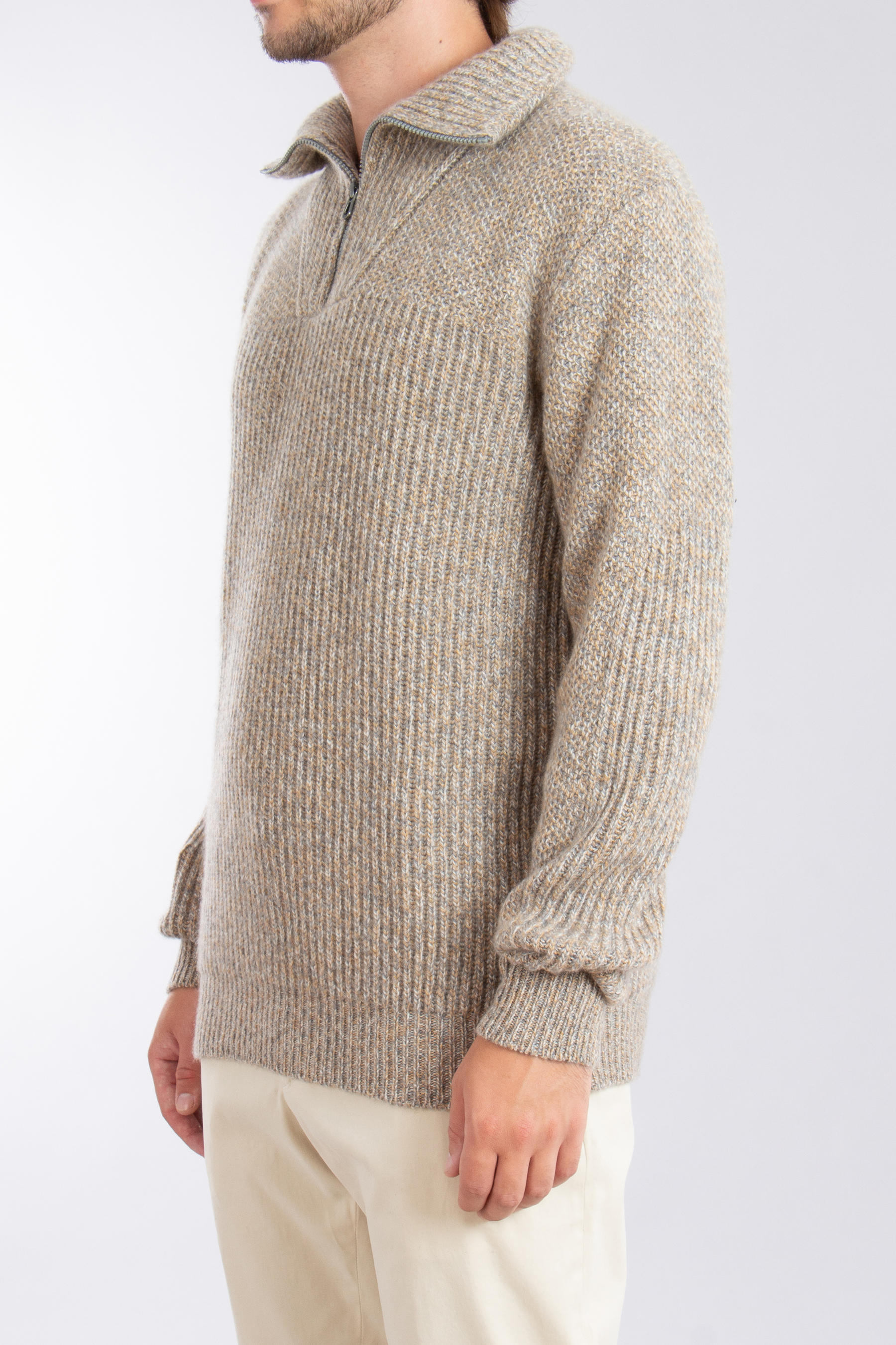 SEASE Coarsehair Cashmere Half Zip Sweater Schooner