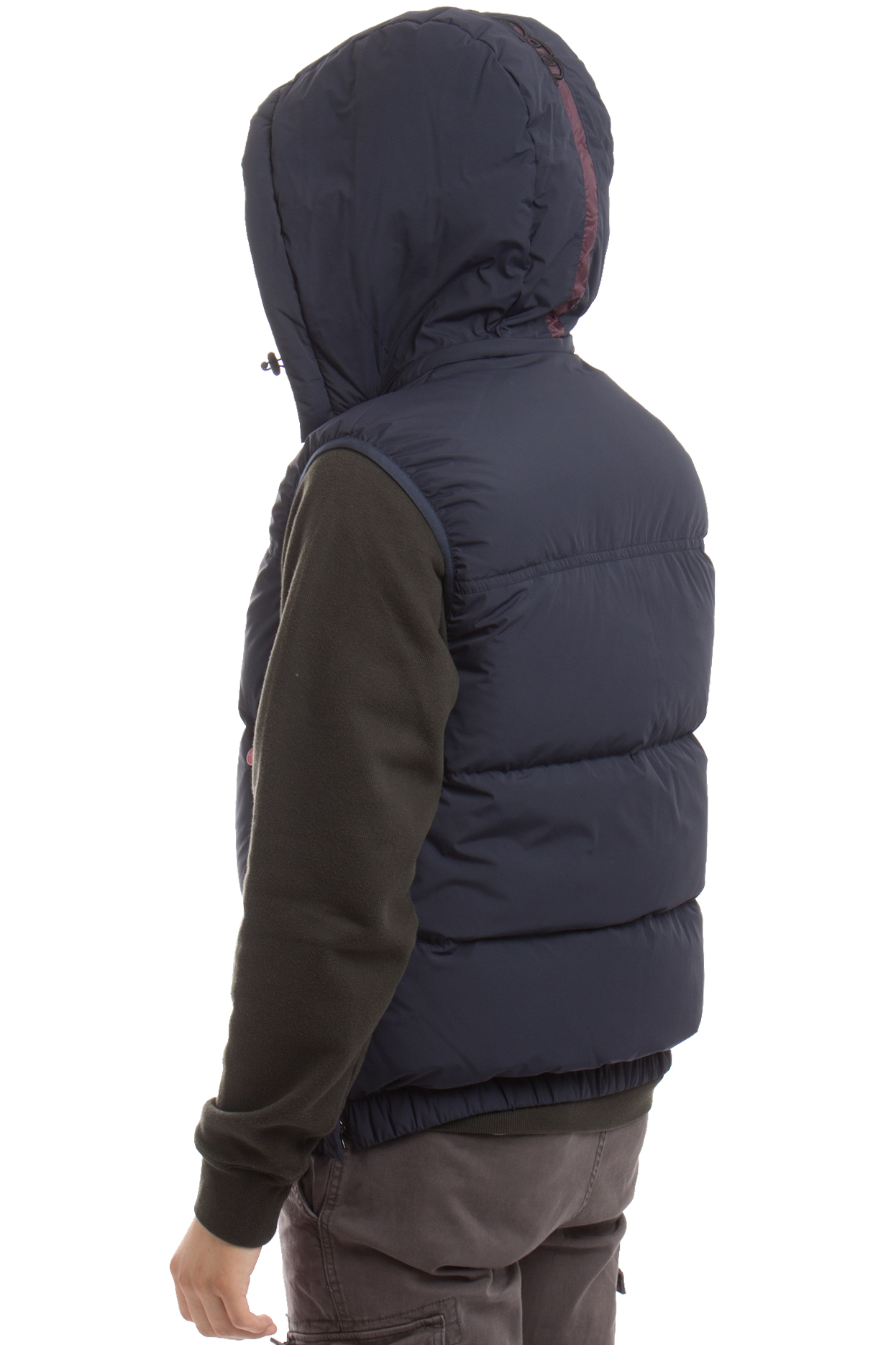 KITON Hooded Down Vest with Contrast Collar