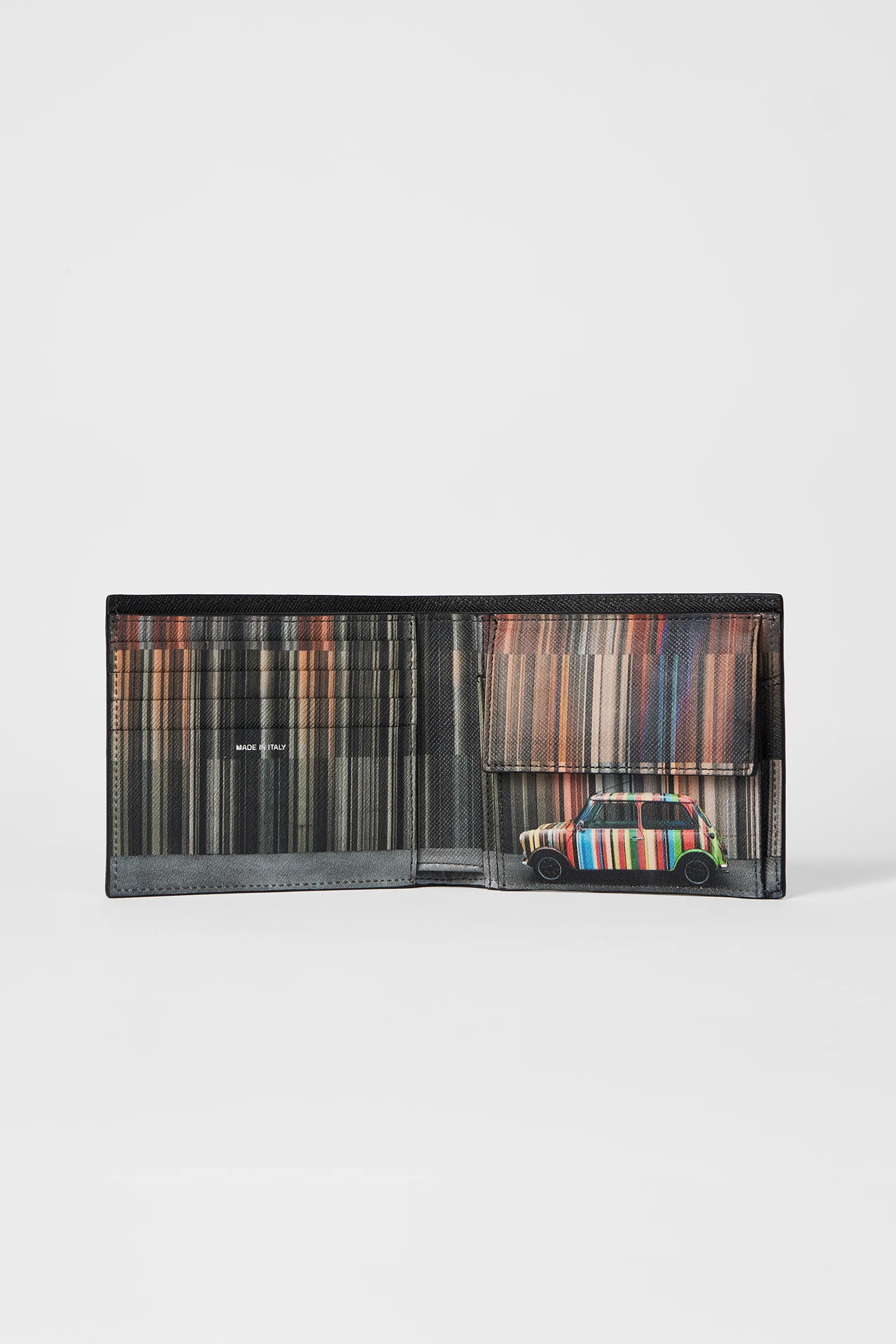 PAUL SMITH 'Mini Stripe' Print Leather Bifold Wallet