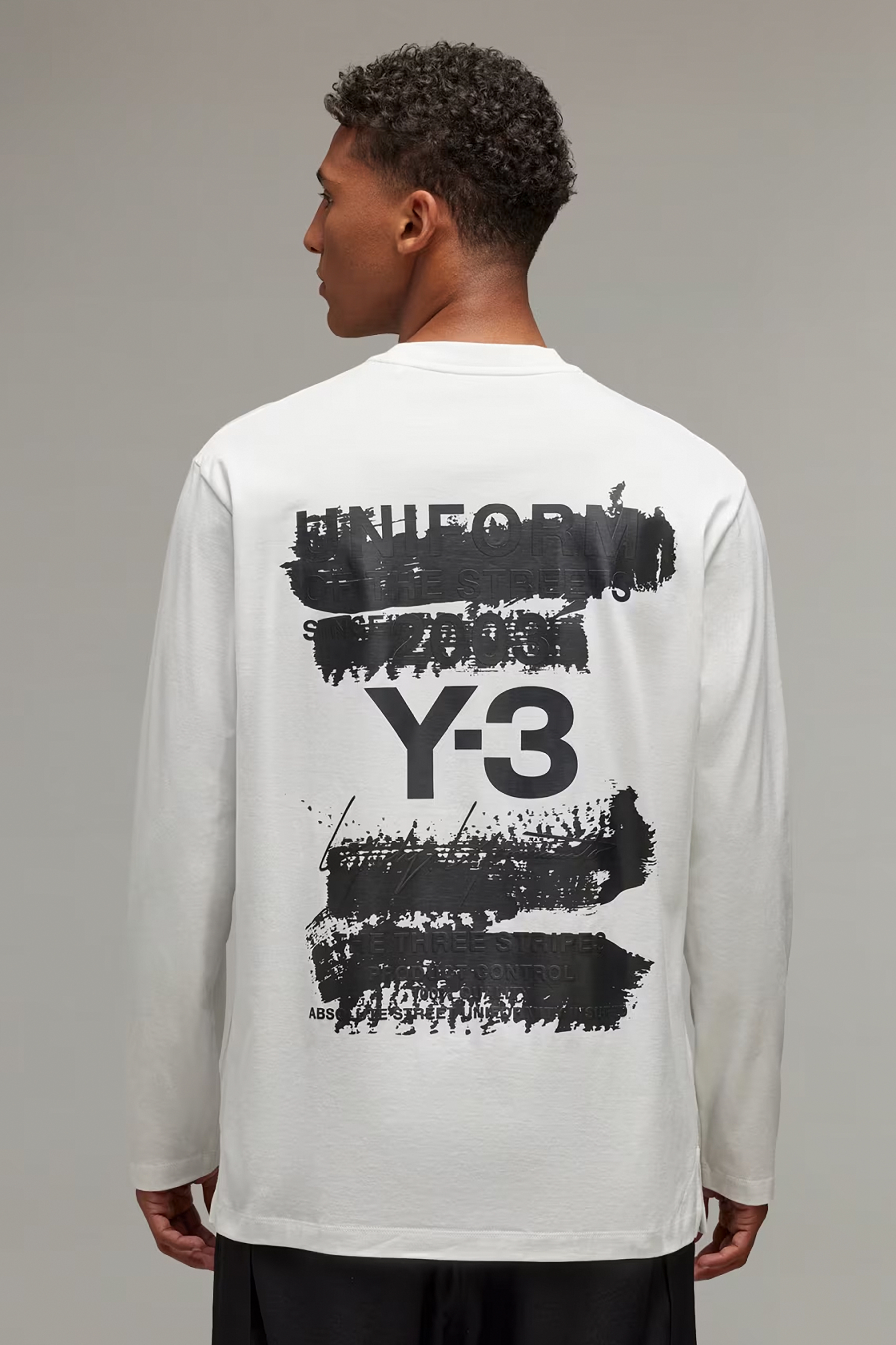 Y-3 U Graphic Print Cotton Jersey Long Sleeve T-Shirt