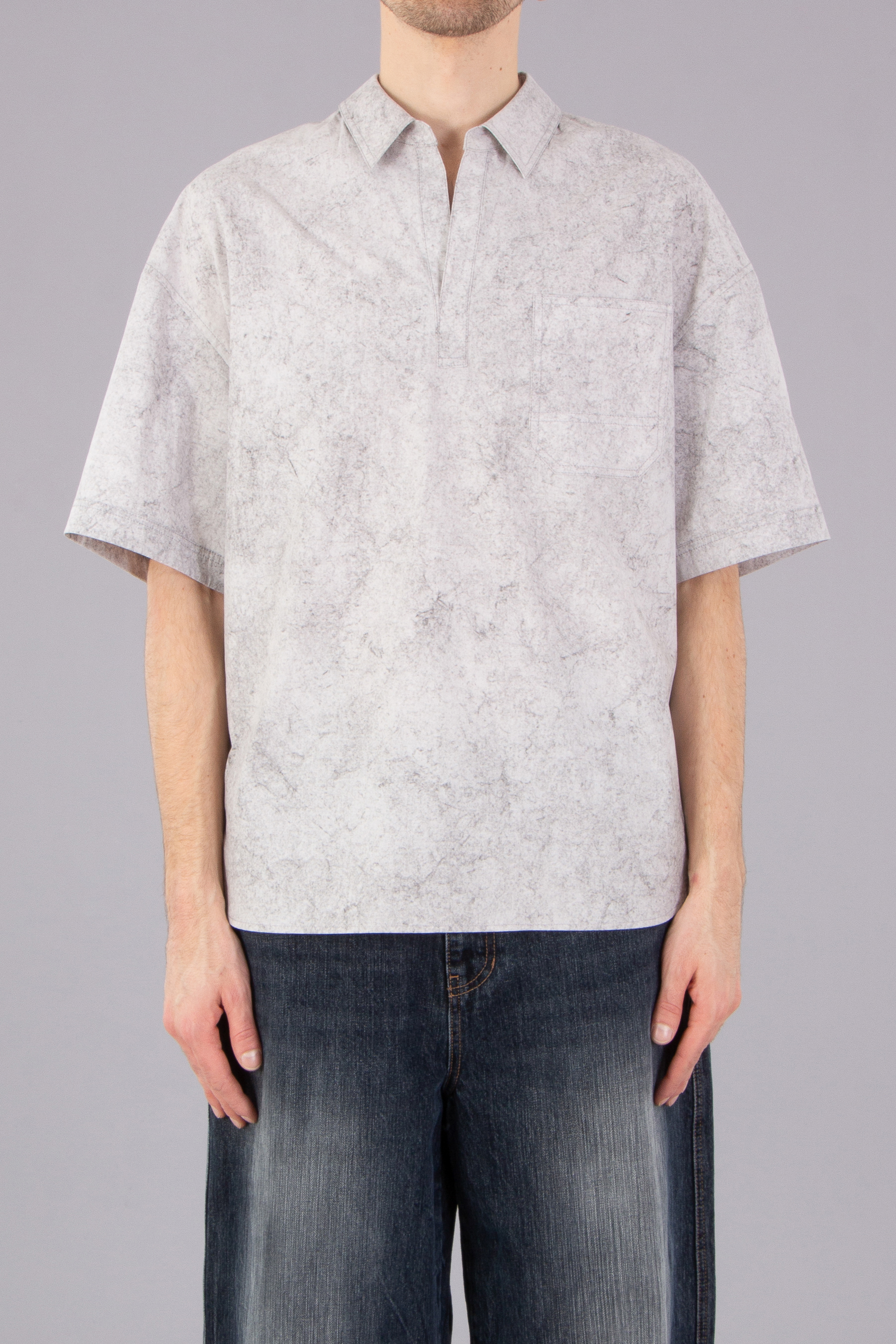 JUUN.J Loose Fit Coal Cotton Short Sleeve Shirt