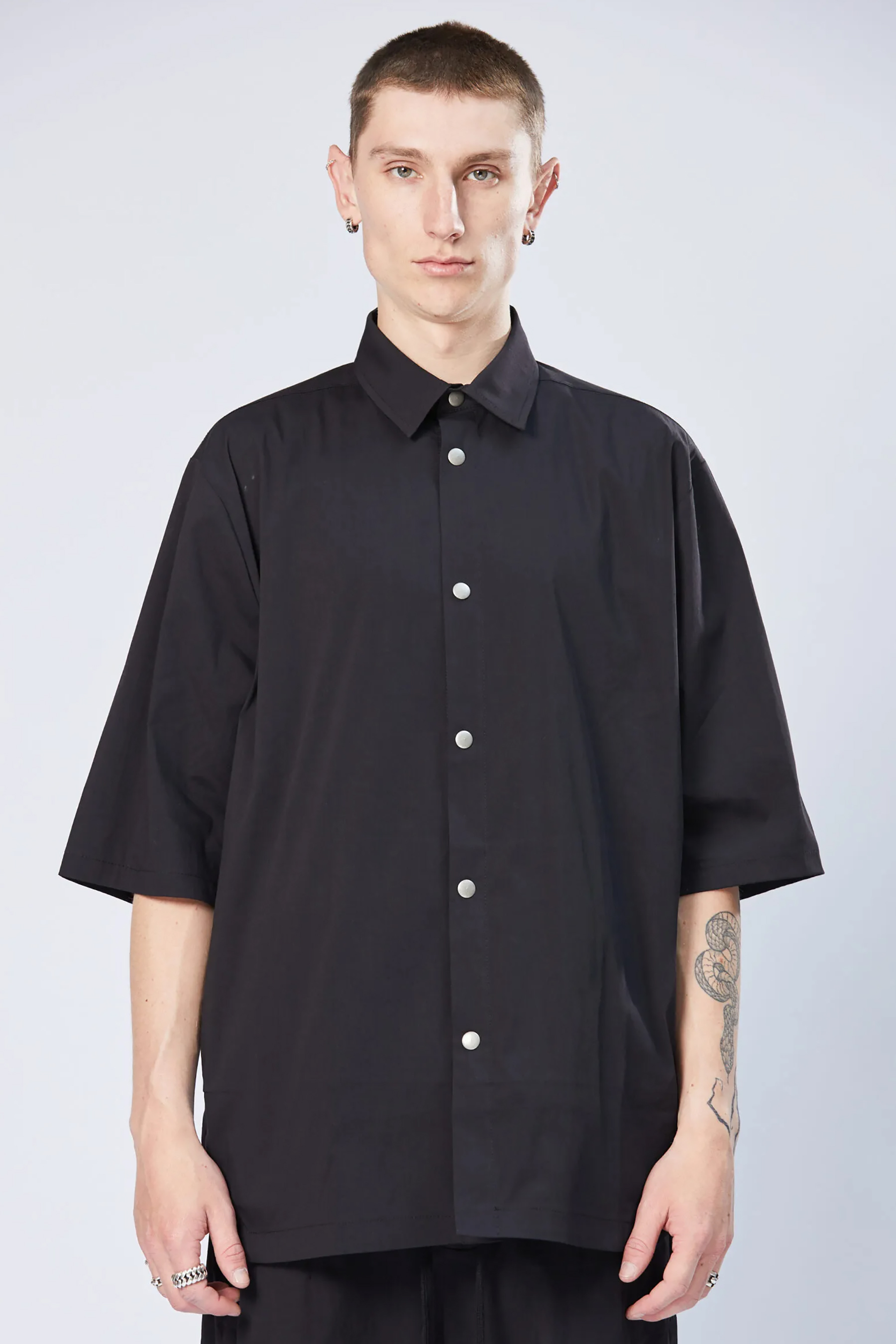 THOM KROM Oversized Cotton Stretch Short-Sleeve Shirt