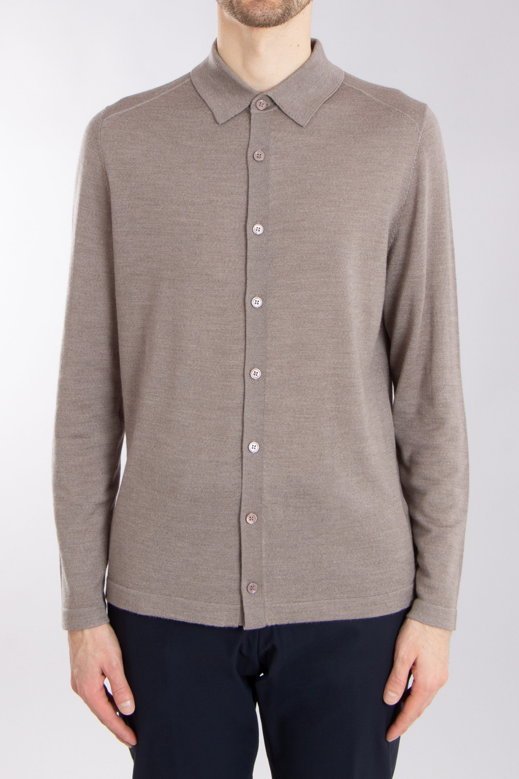 MIENTUS BERLIN Extrafine Wool-Silk-Cashmere Blend Knit Shirt