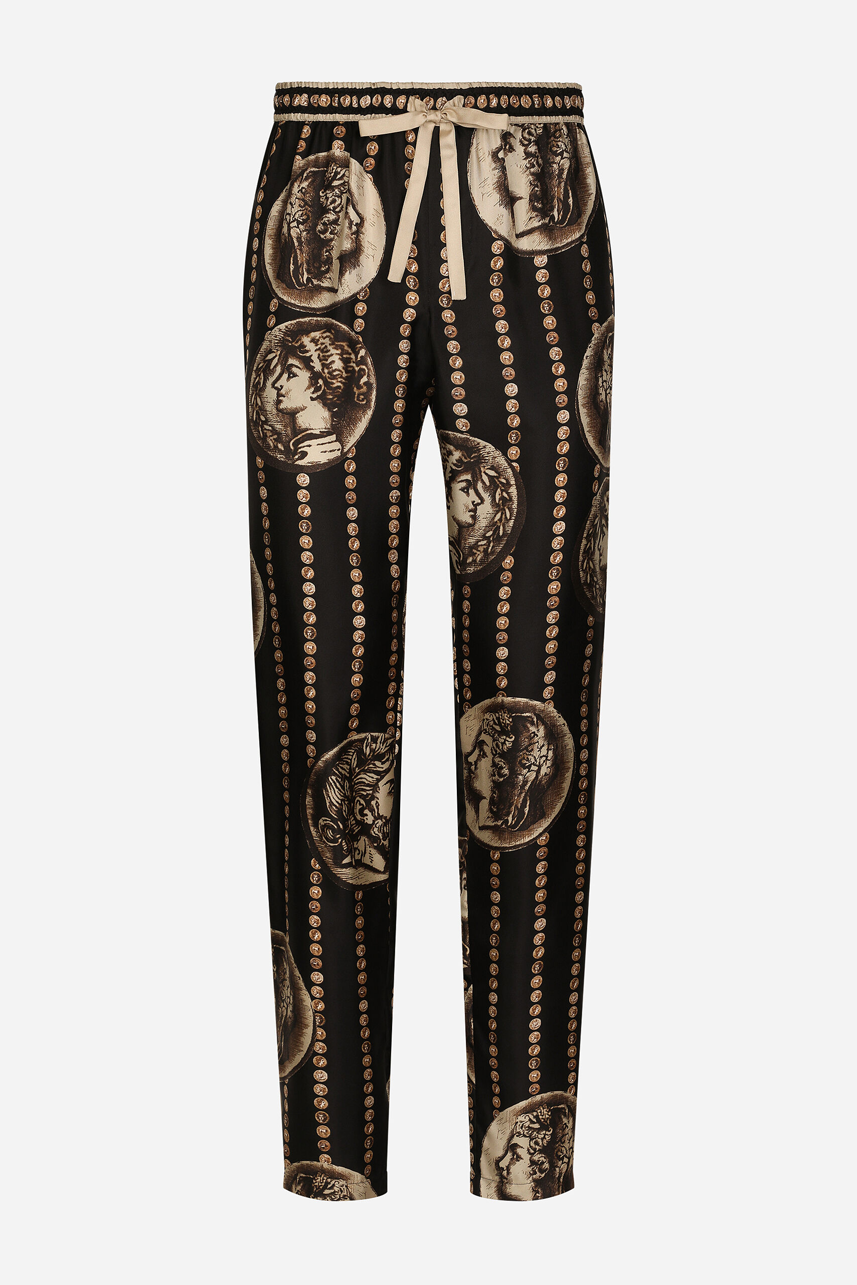 DOLCE & GABBANA Printed Silk Twill Sweatpants