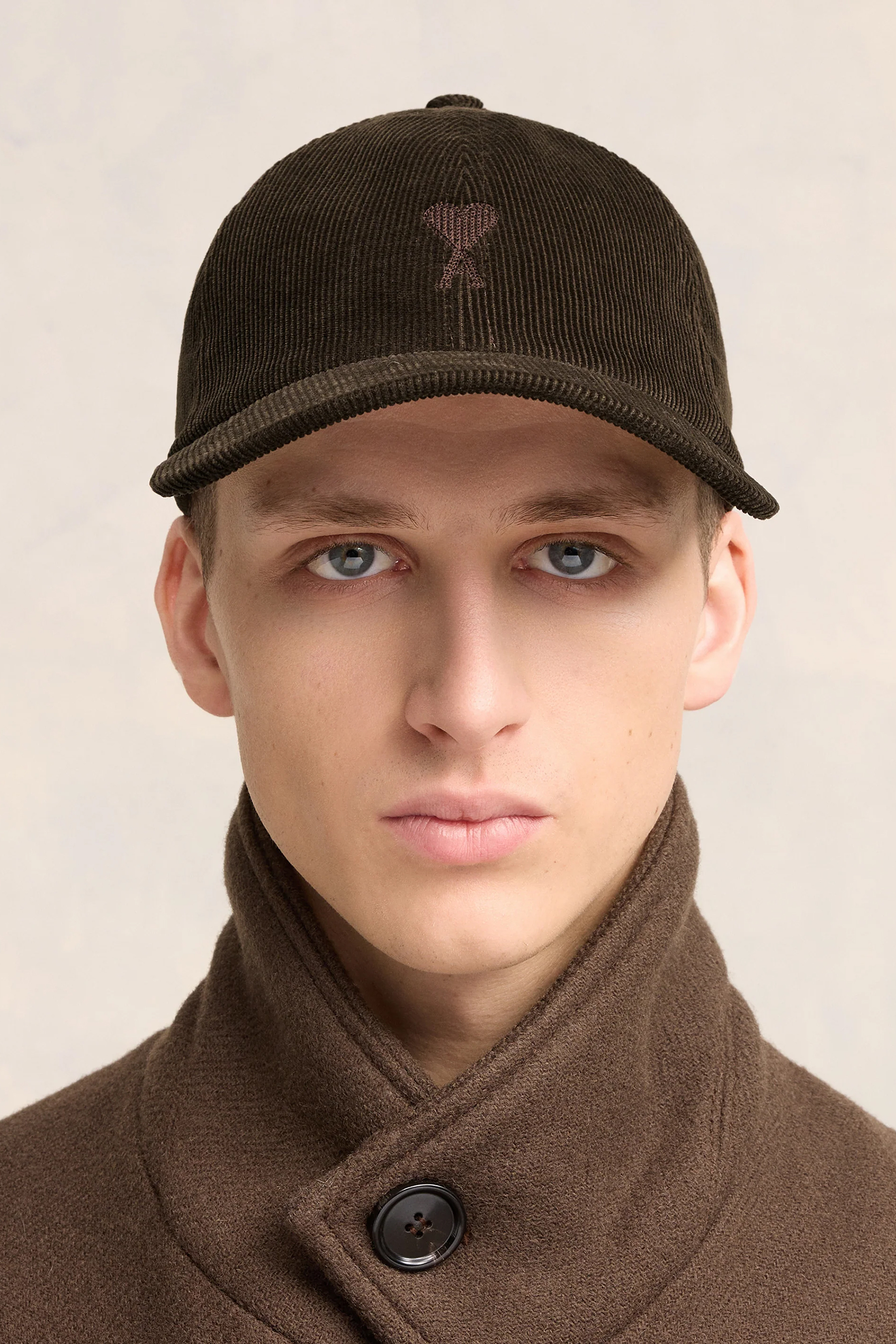 AMI PARIS Embroidered Cotton Courduroy Cap