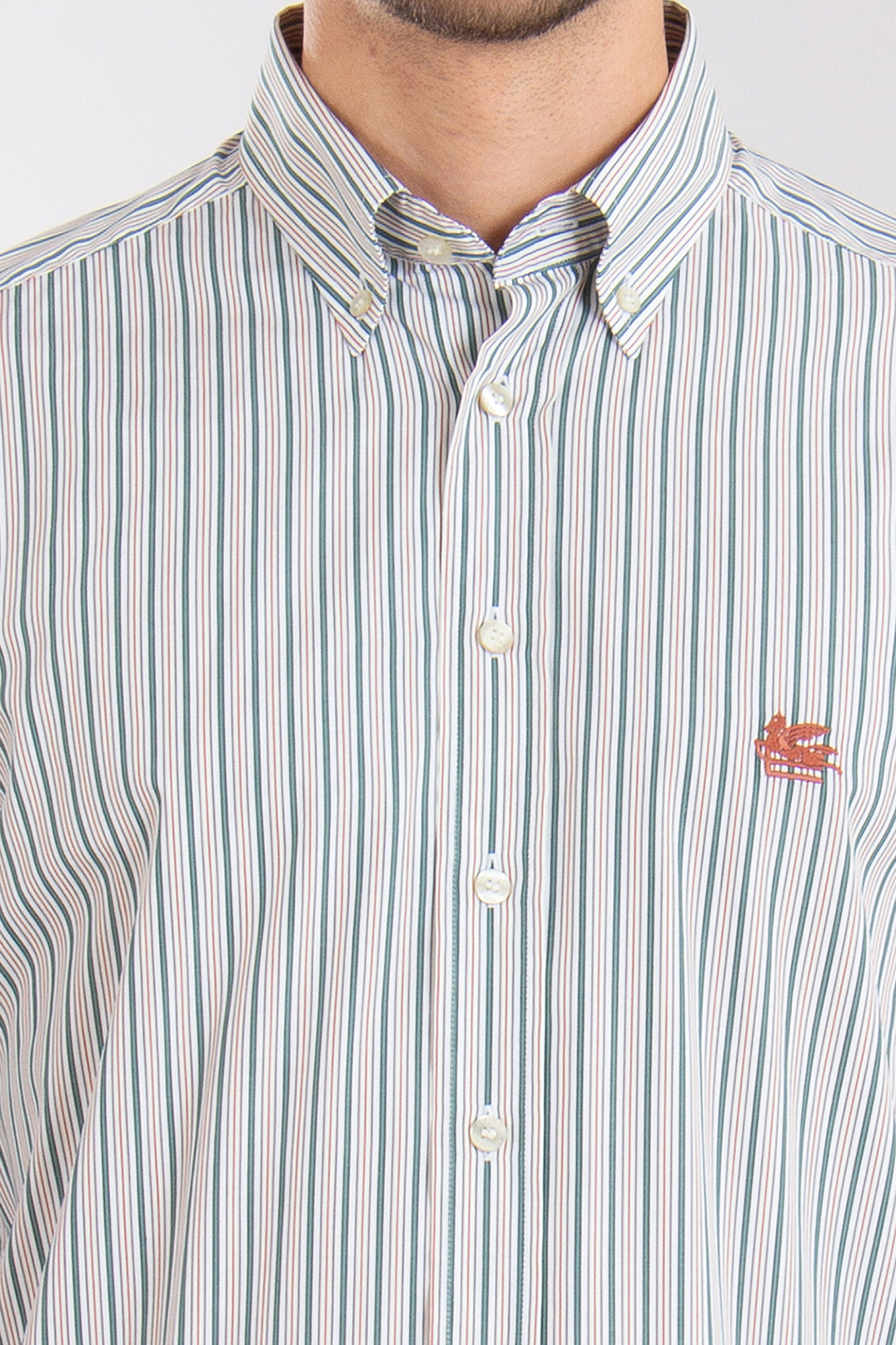 ETRO Regular Fit Emroidered Striped Cotton Shirt