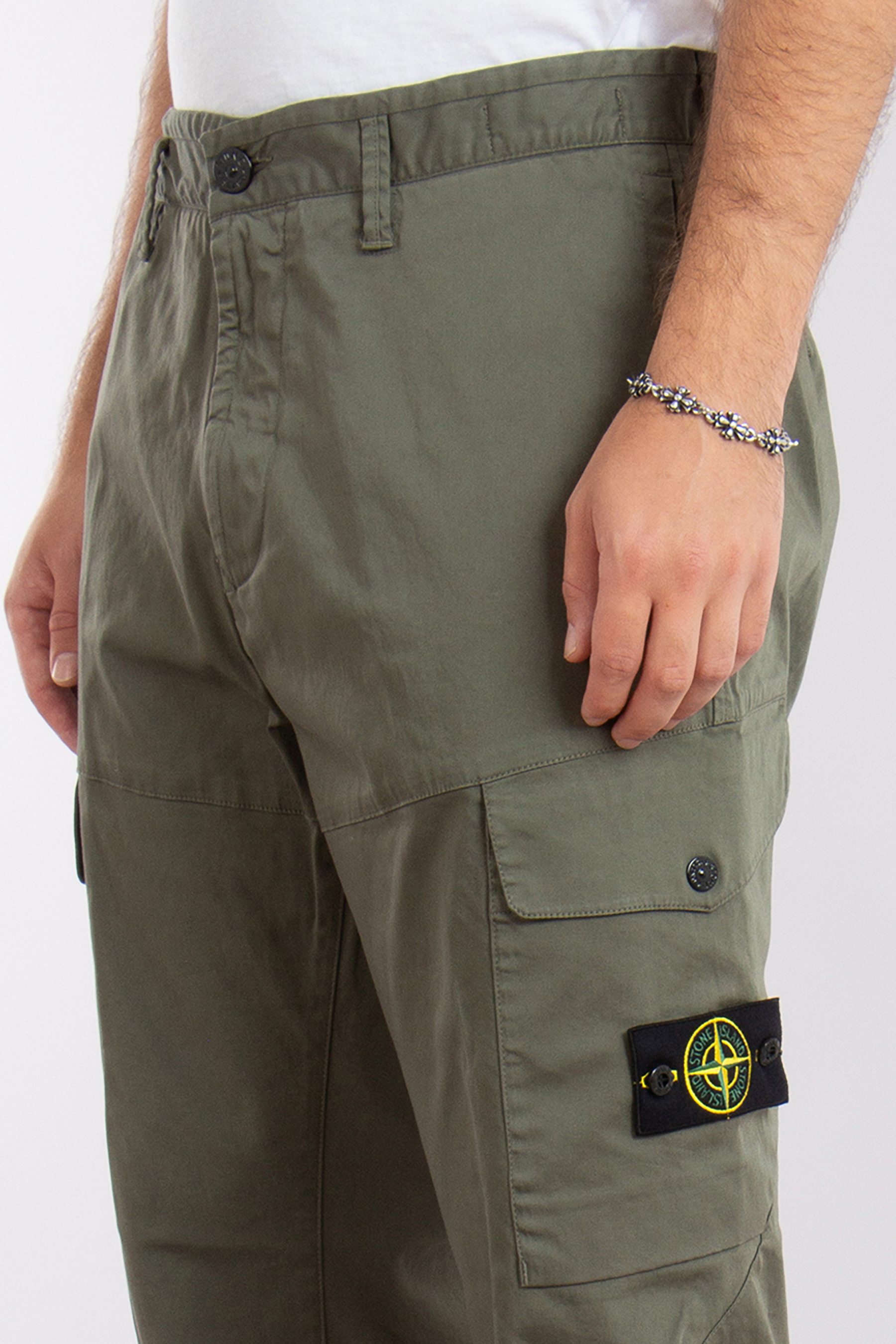 STONE ISLAND Organic Cotton Satin Stretch Cargo Pants