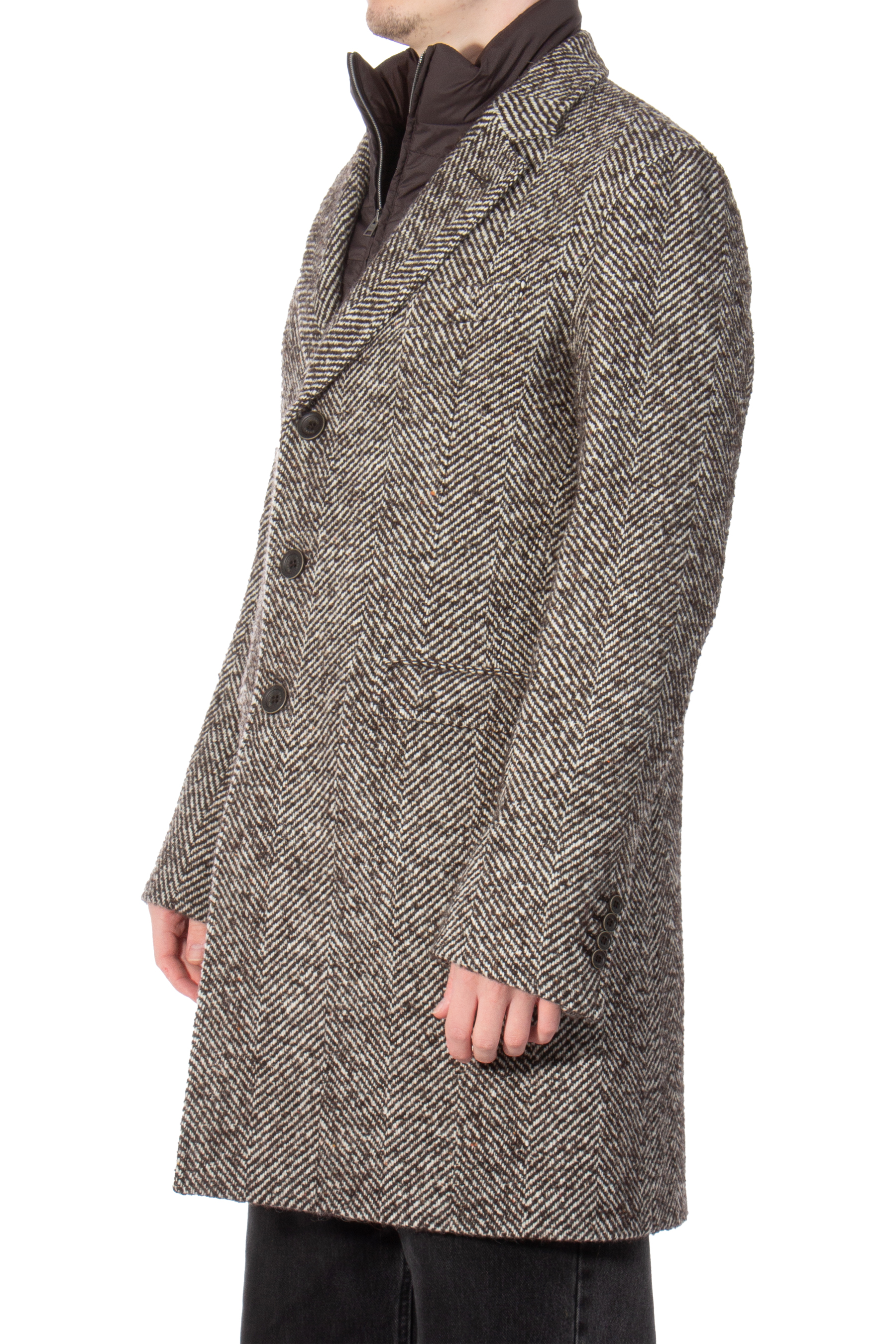 HERNO Nylon Insert Wool Mix Coat