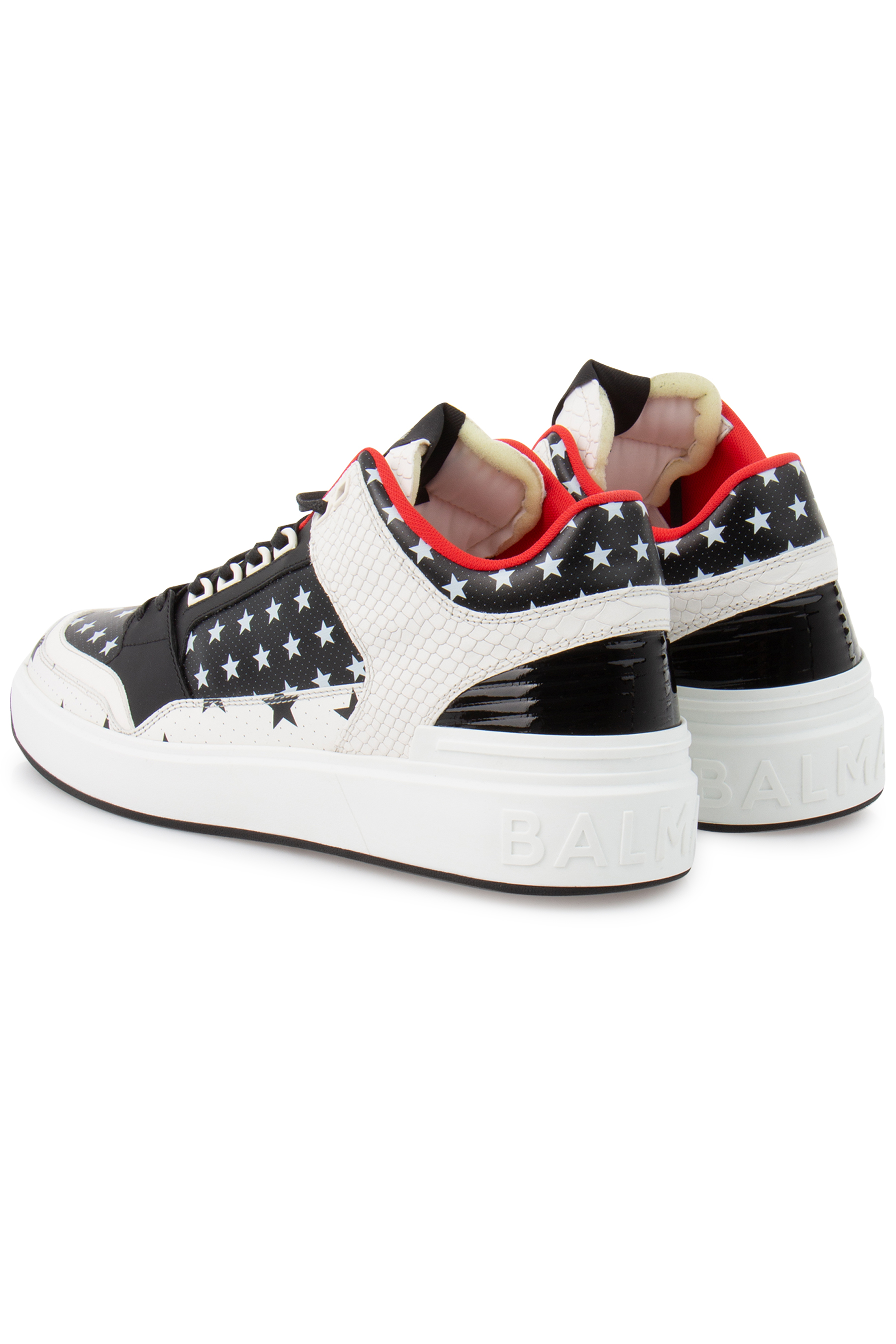 BALMAIN Star Print Mid-Top Leather Sneakers B-Court