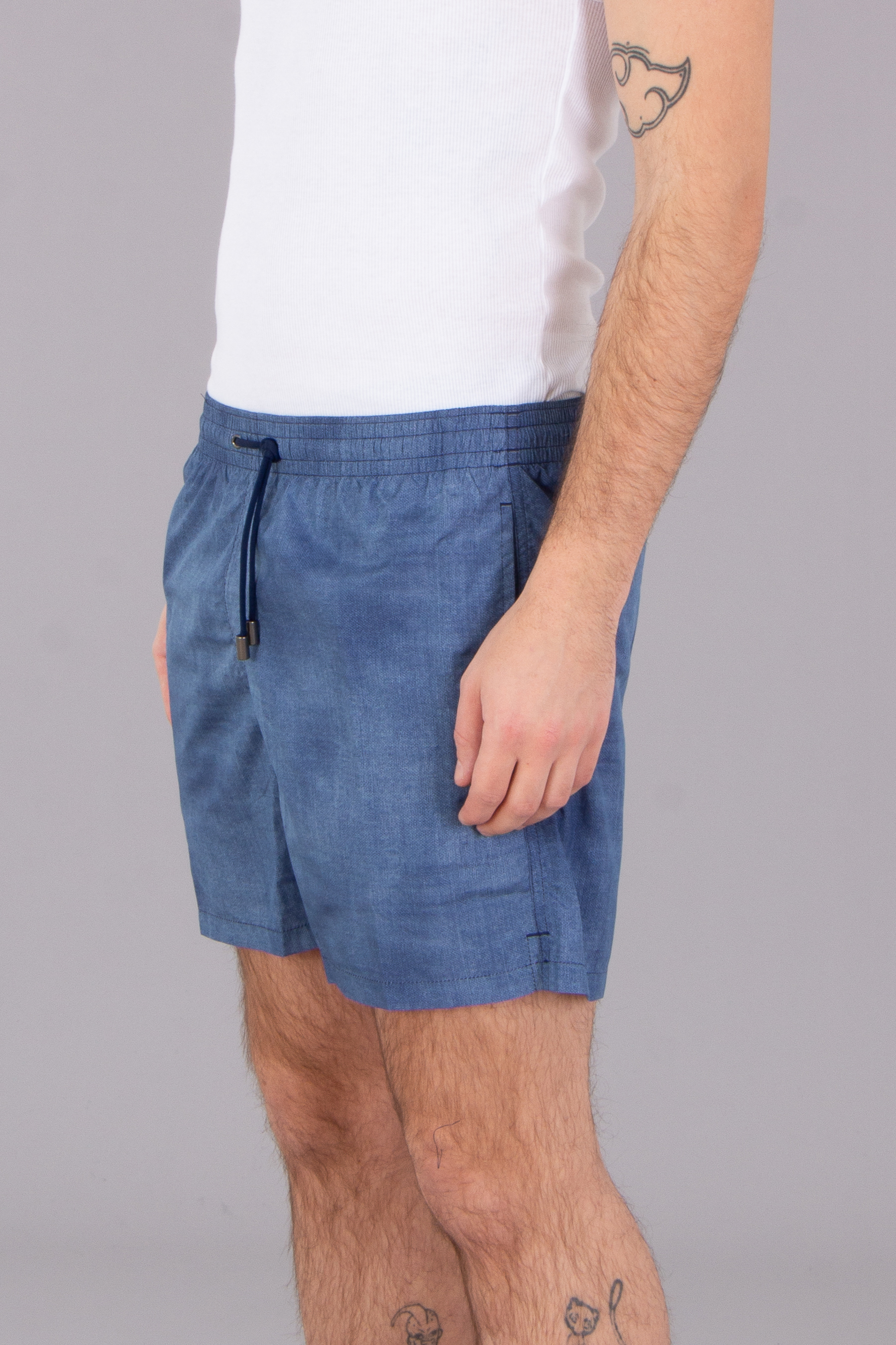 CANALI Micro Pattern Technical Fabric Swim Shorts